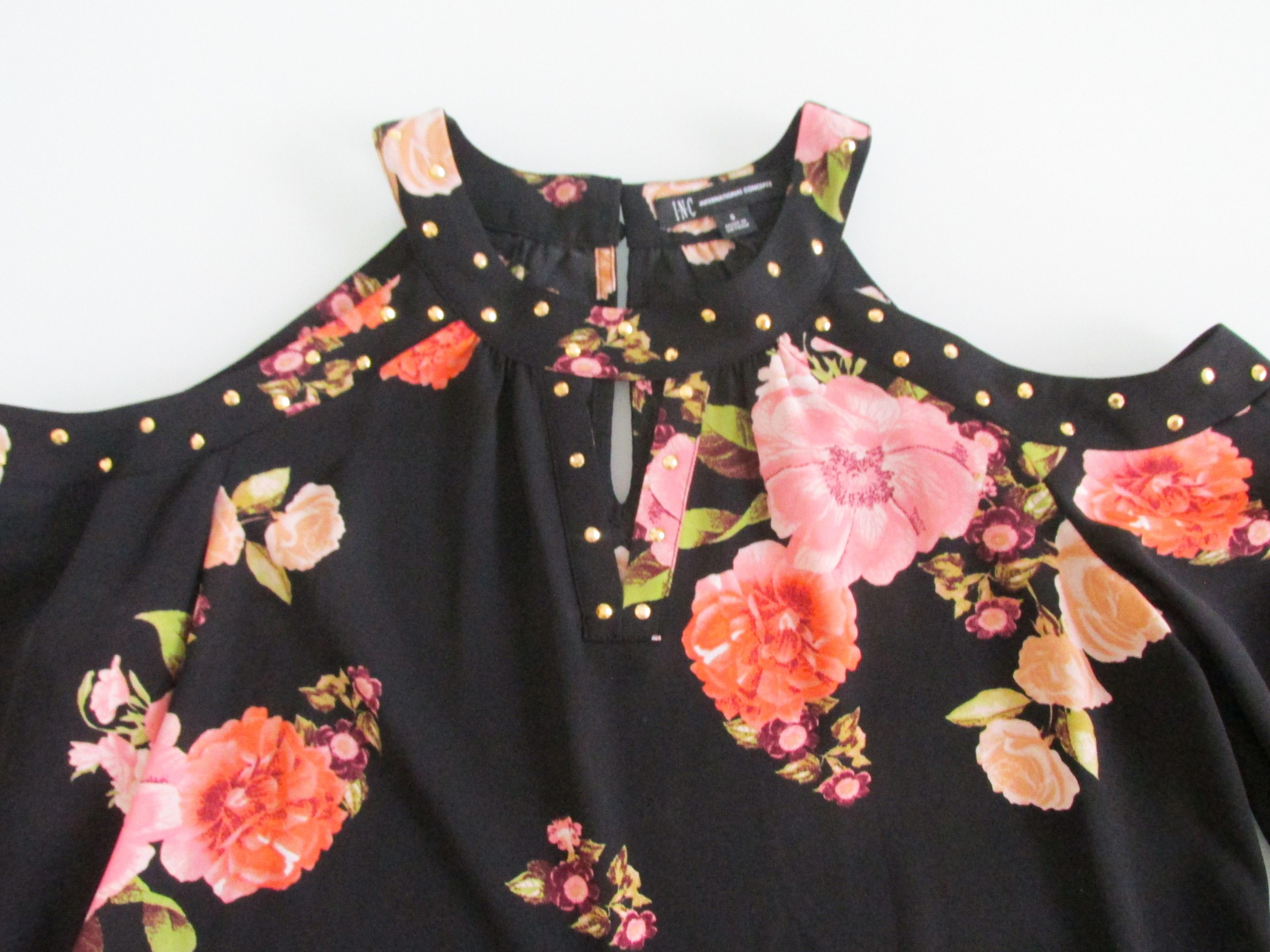 I.N.C INC International Concepts Cold Shoulder Blouse Size Small Size S / US 4 / IT 40 - 3 Thumbnail