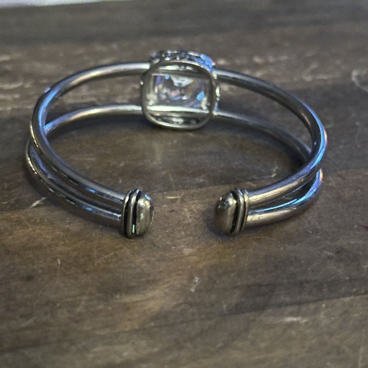 Other Silver tone cut out rhinestone cuff bangle bracelet Size ONE SIZE - 5 Thumbnail