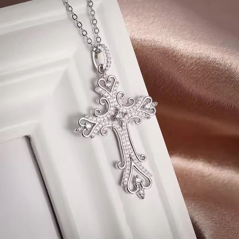 Jewelry Unique Carved Cross Pendant Necklace Size ONE SIZE - 5 Thumbnail
