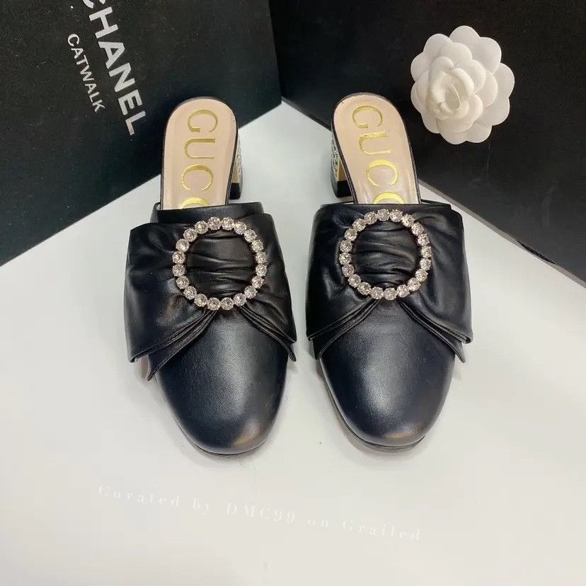 Gucci Gucci Black High-Heel Slippers Size 36 Size US 5 / IT 35 - 1 Thumbnail