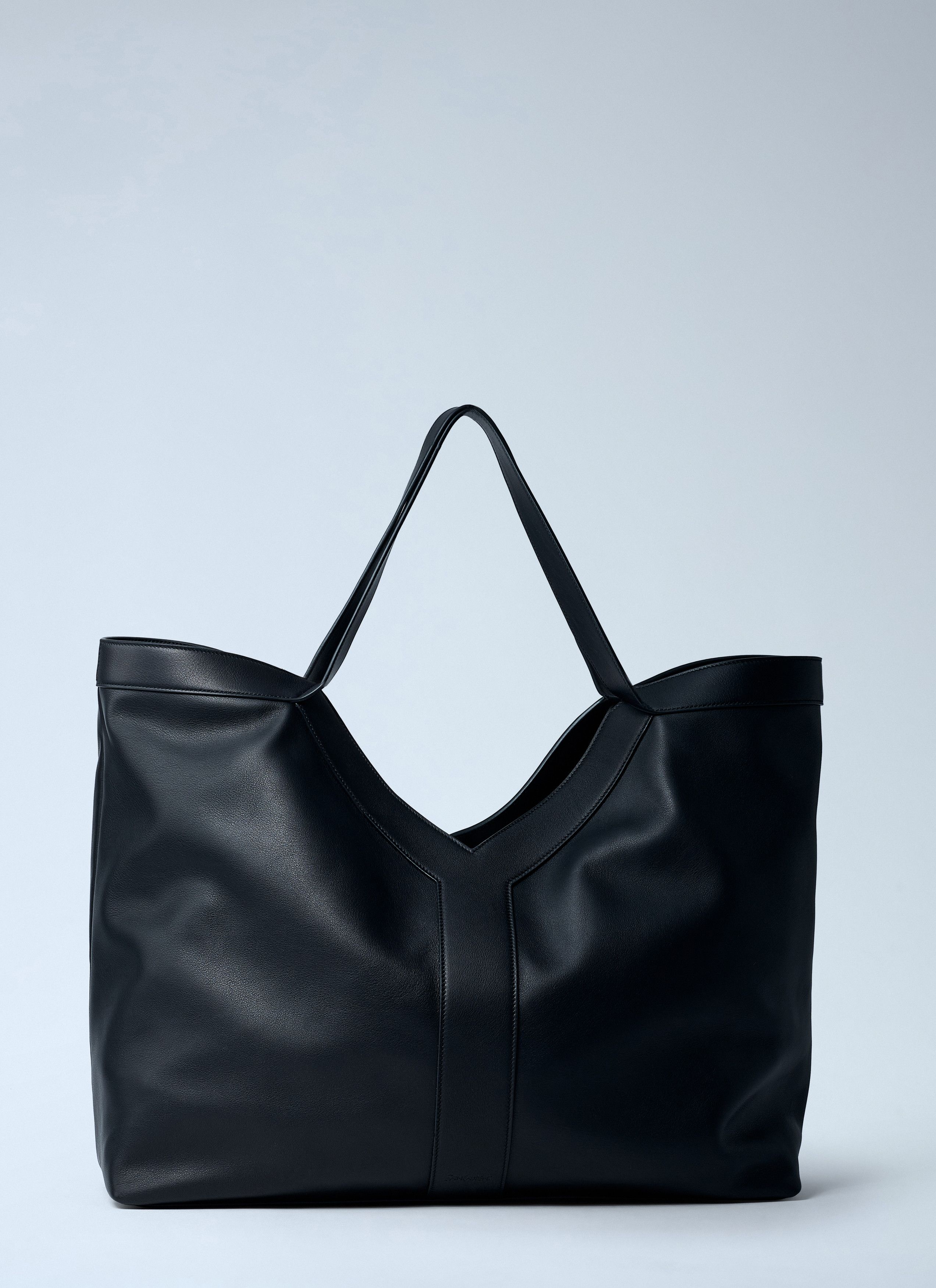 Large Y-Shaped Leather Tote Bag