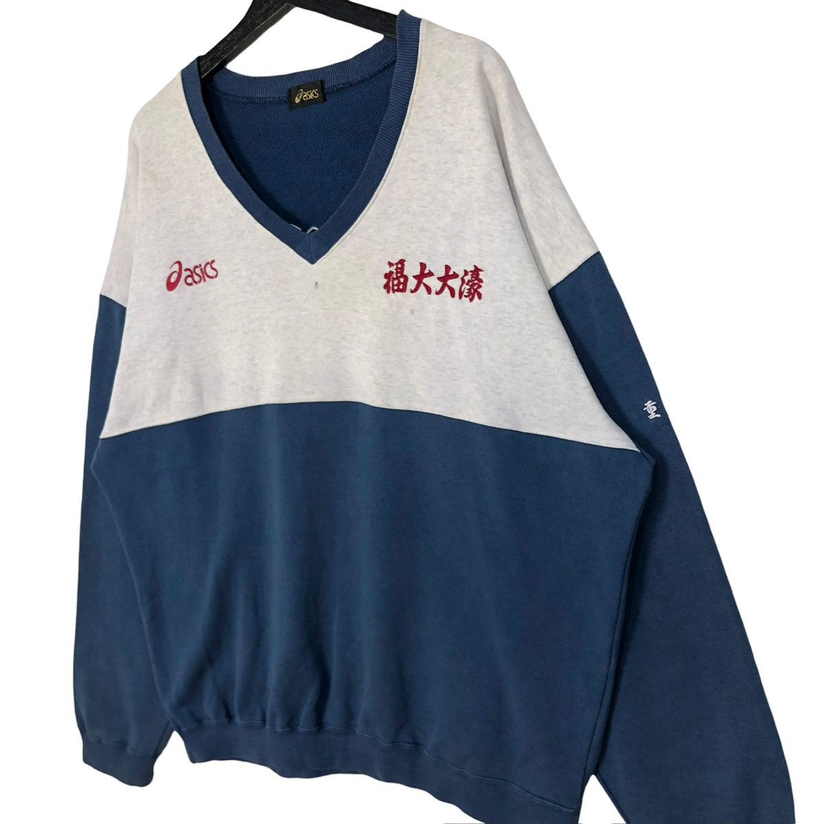Asics Vintage 90s Asics Brand Sportwear Sweatshirt Sweater V Neck Size US L / EU 52-54 / 3 - 4 Thumbnail