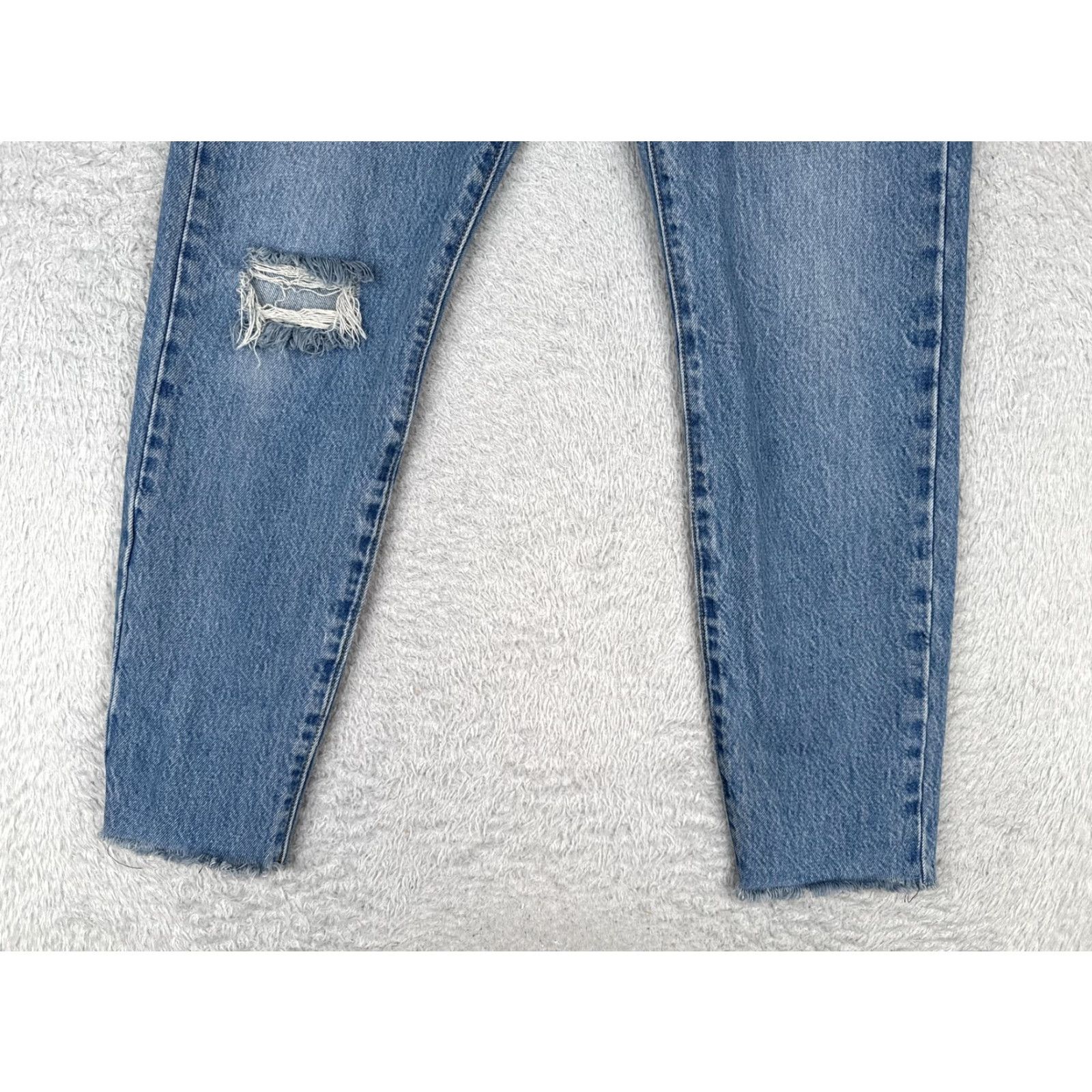 Levi's Levi's Wedgie Fit Jeans Women 27 Blue Distressed Button Fly High Rise Straight 5-Pocket Denim 100% Cotton Midi Blue Size 27" / US 4 / IT 40 - 2 Thumbnail