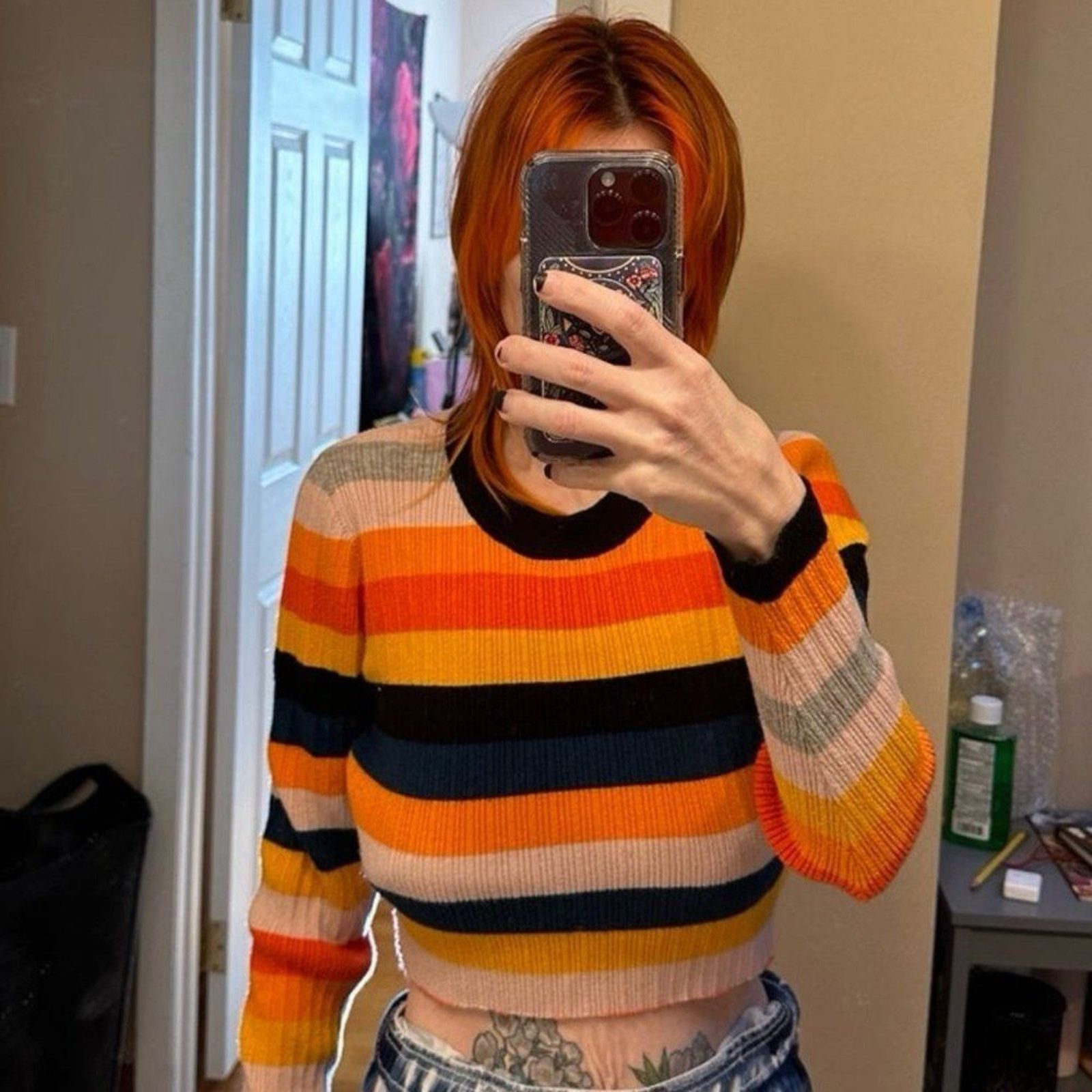 Asos ASOS Curve Colorblock Striped Pullover Crop Sweater Sz 12 US Size XL / US 12-14 / IT 48-50 - 4 Thumbnail
