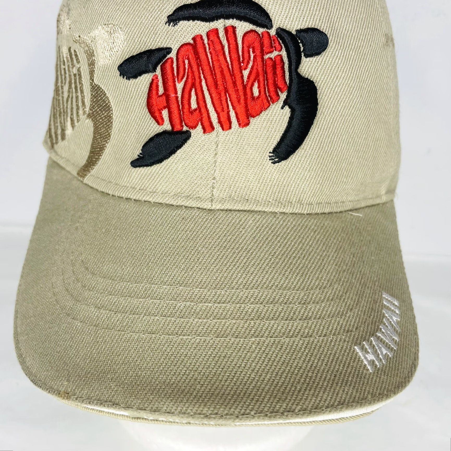 Vintage Chelona Hawaii Khaki Strapback Hat Embroidered Black & Red Sea Turtle Baseball Cap Unisex Adults Adjustable Khaki Hawaiian Sea Turtle Hat Size ONE SIZE - 3 Thumbnail
