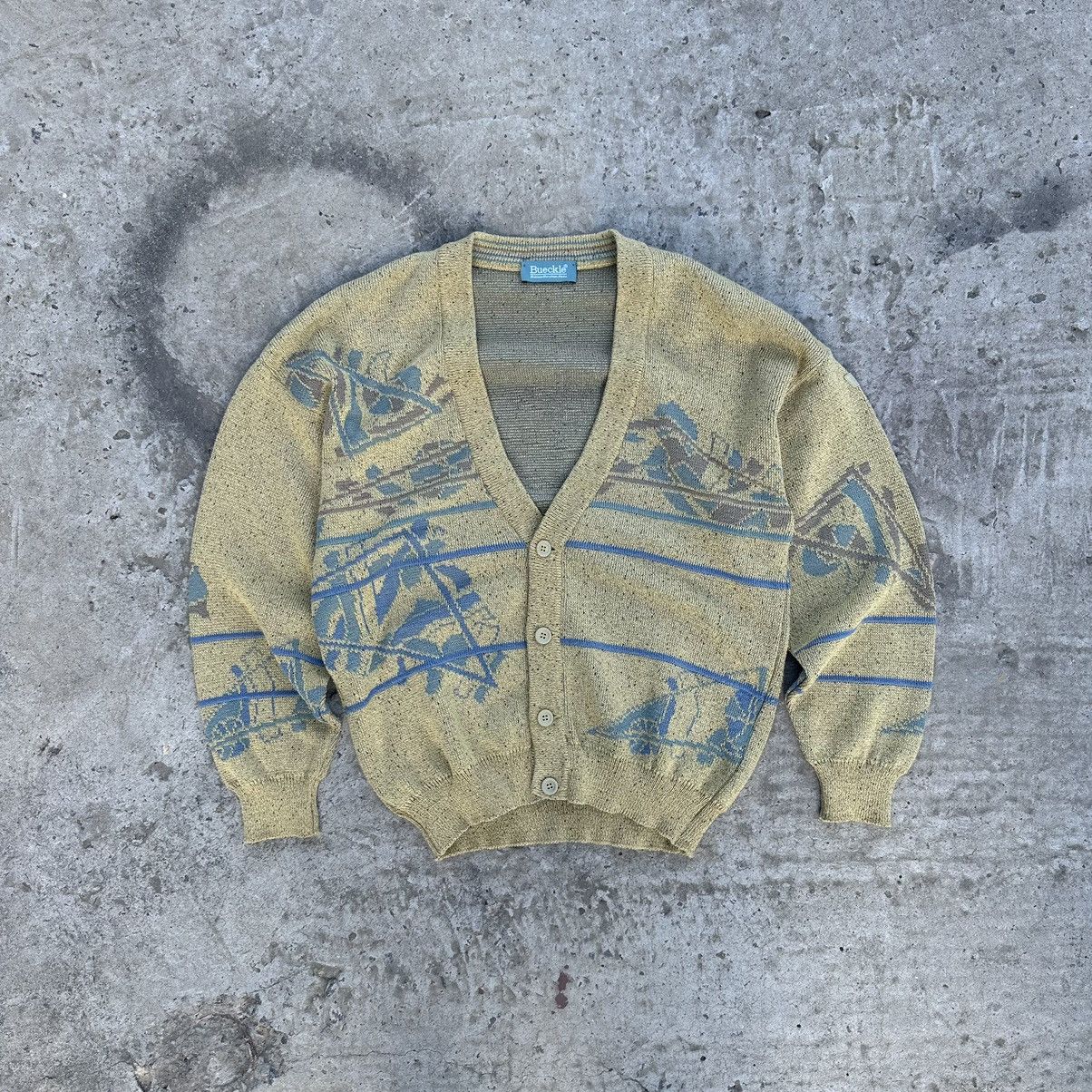 Vintage Vintage Knit Cardigan Abstract Logo Y2K Style USA 90s Size US M / EU 48-50 / 2 - 1 Thumbnail
