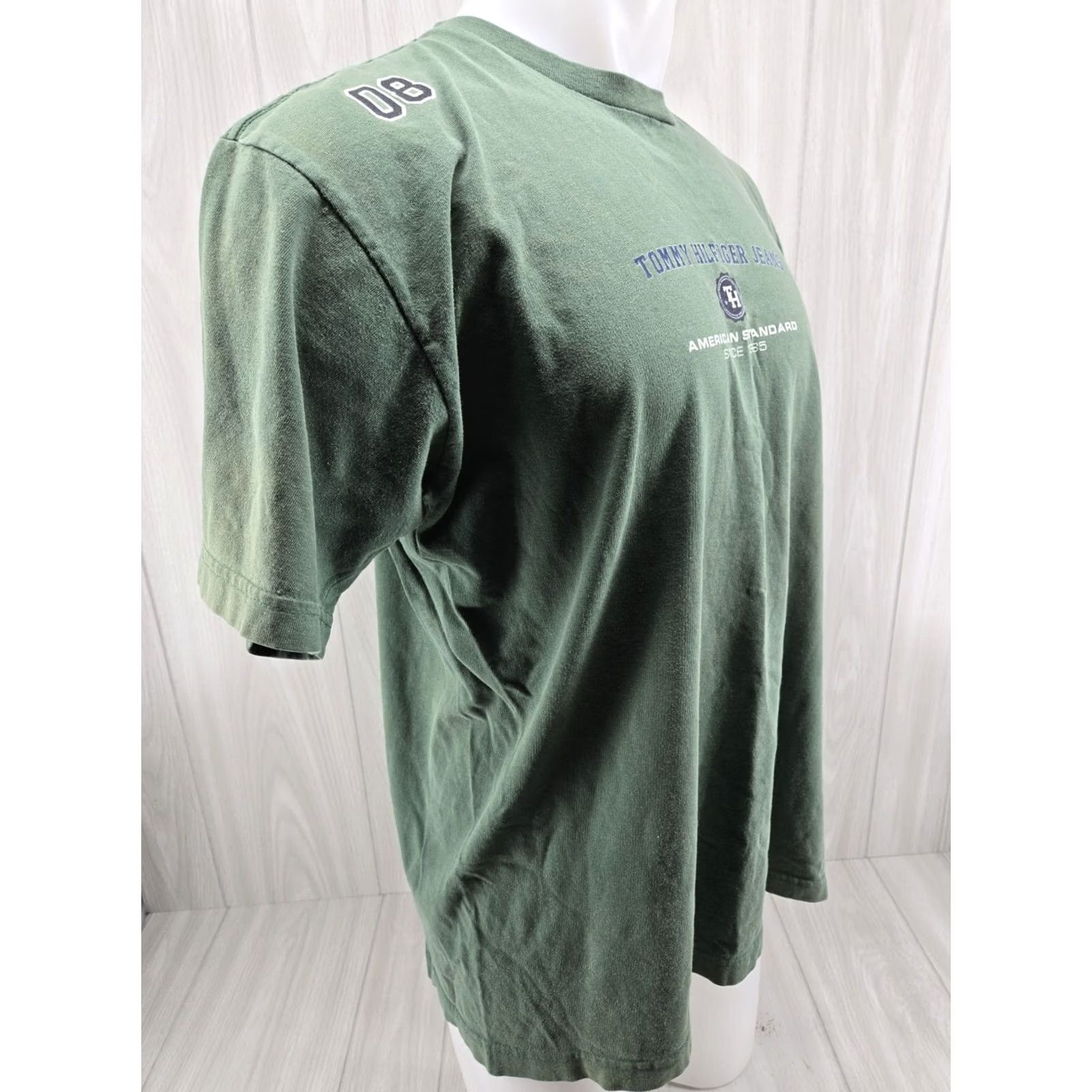 Tommy Hilfiger VINTAGE Tommy Hilfiger Jeans T-Shirt Mens Medium Green Made In USA Logo 90s Hippie All Seasons Adults Mens Size US M / EU 48-50 / 2 - 7 Thumbnail