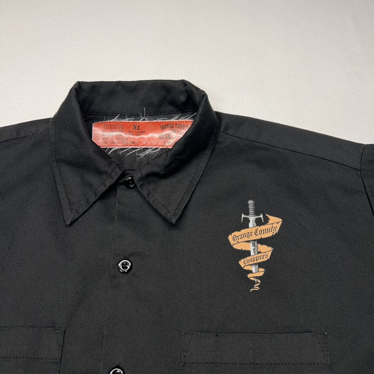 Vintage VTG Orange County Choppers Button Shirt Black Mechanic Work Size US XL / EU 56 / 4 - 3 Thumbnail