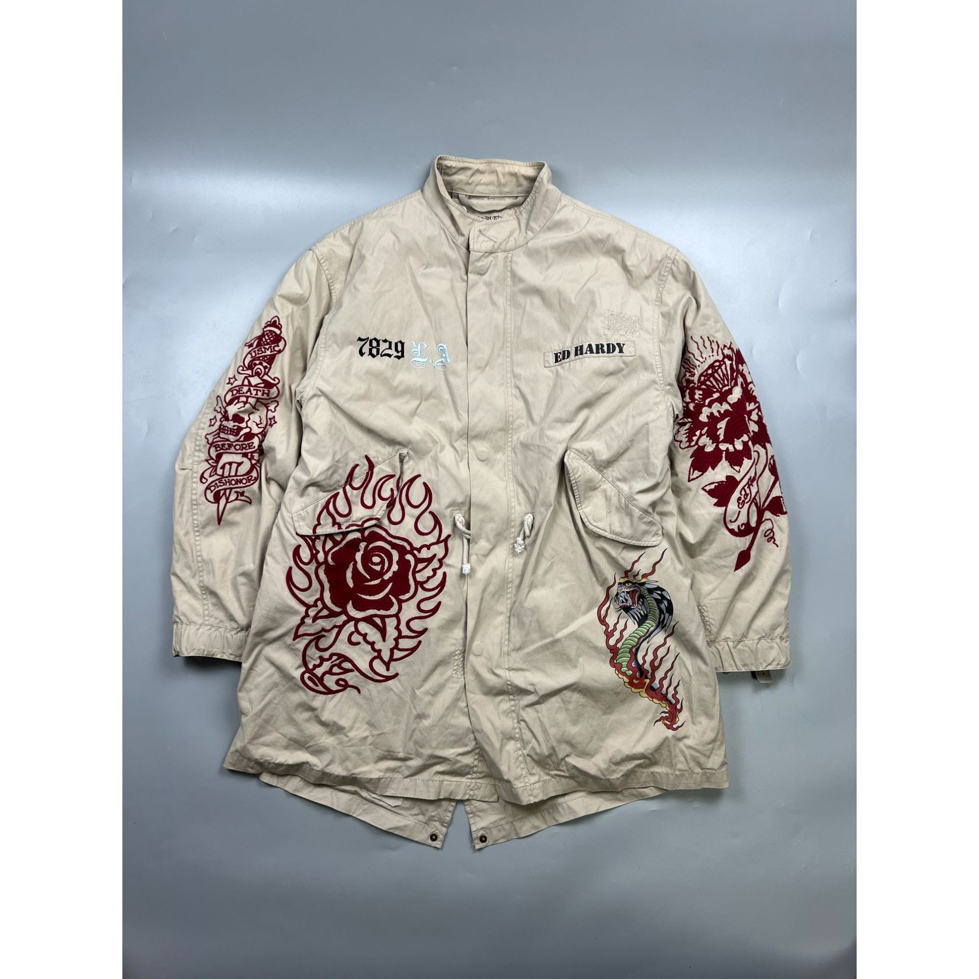 Ed Hardy Ed Hardy Military Lined Tattoo Parka (Y0944) Size US XL / EU 56 / 4 - 1 Thumbnail
