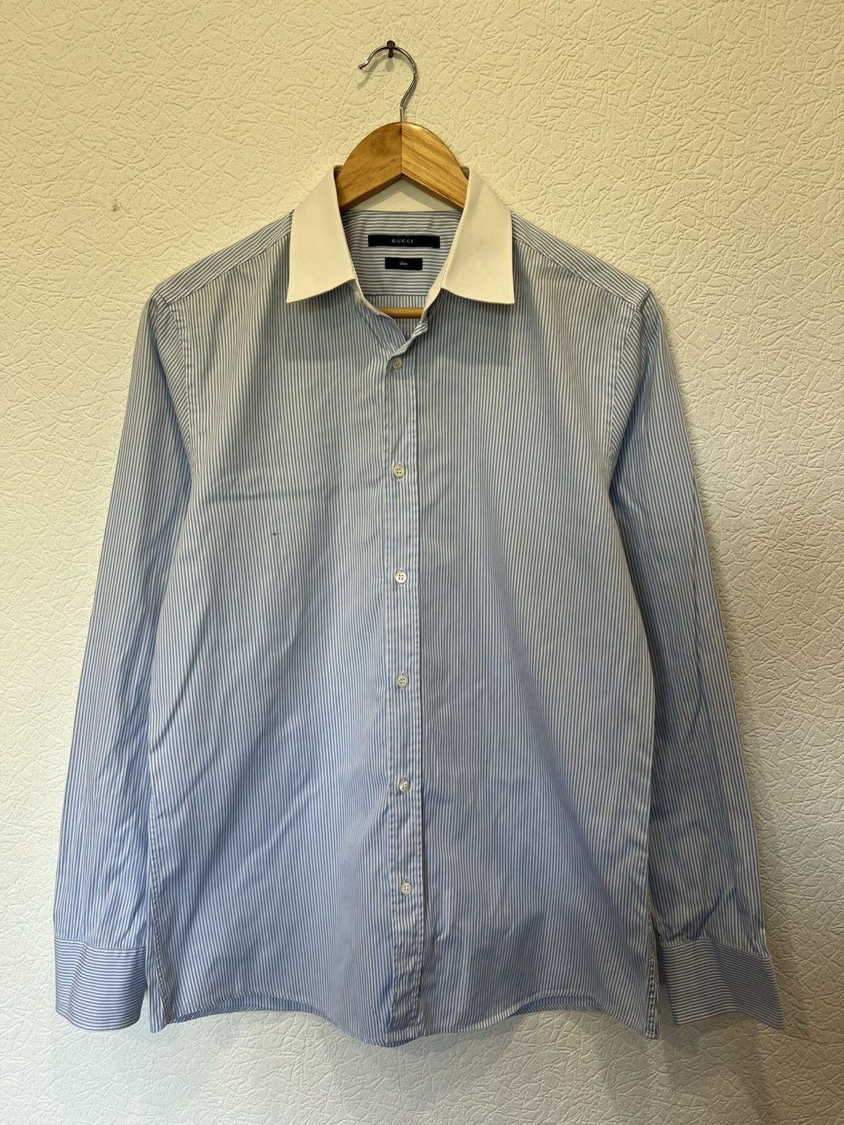 Gucci Gucci Tom Ford White Classic Shirt Button Mens Blue Size US L / EU 52-54 / 3 - 1 Thumbnail