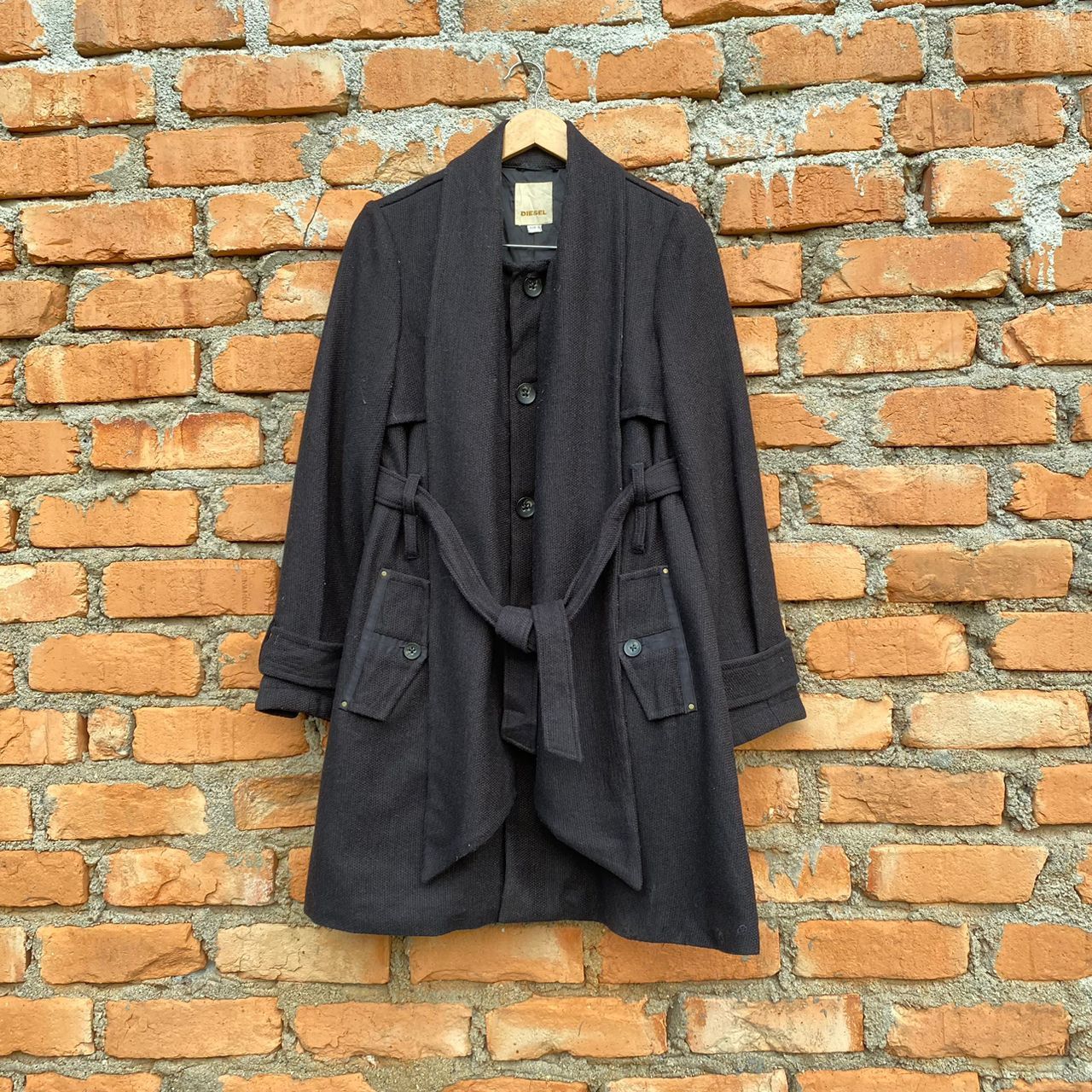 Designer × Diesel Diesel Muffler Collar Trench Coat Wool Size S / US 4 / IT 40 - 2 Thumbnail