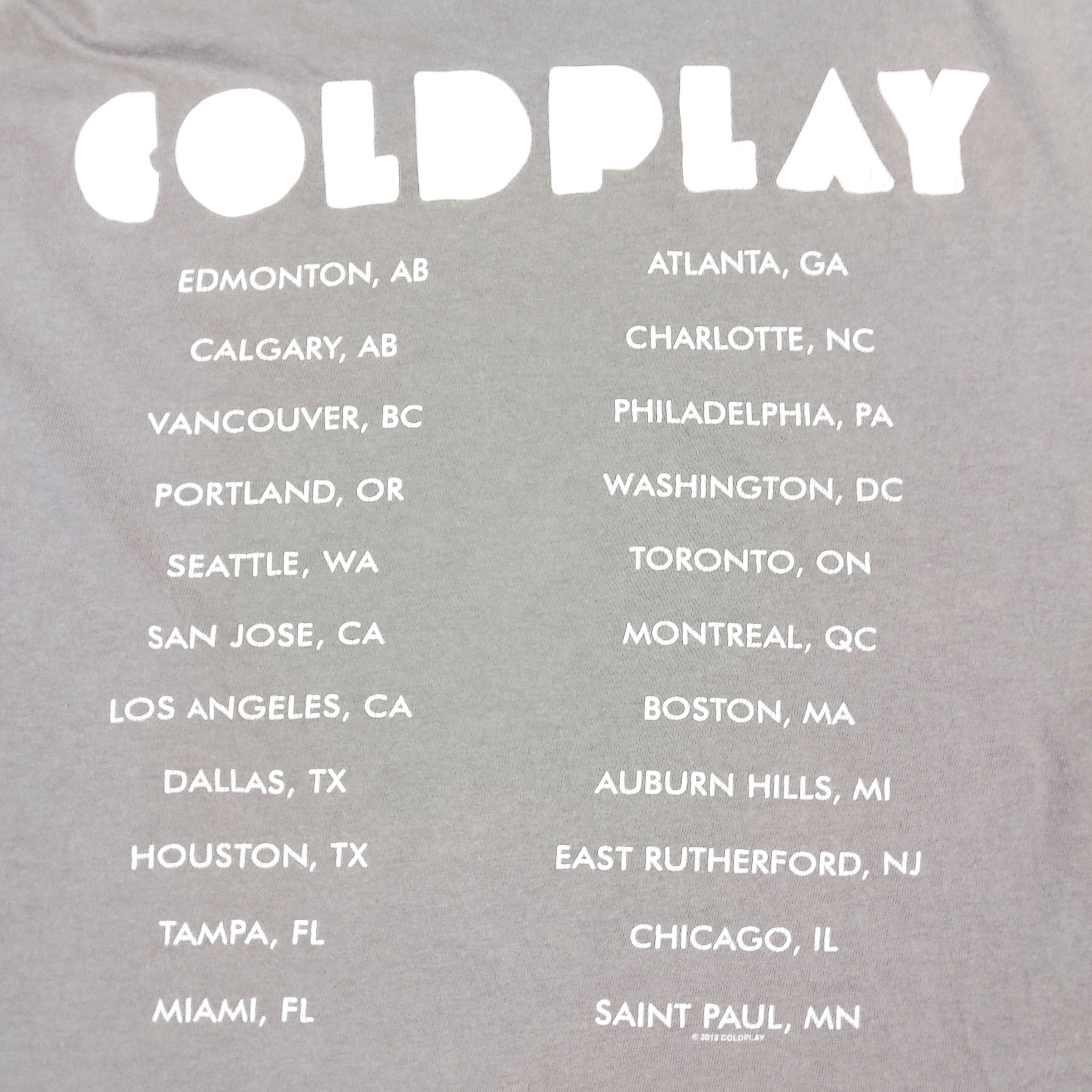 Band Tees 2012 COLDPLAY Band Concert Tour Double-Sided TEE Size US M / EU 48-50 / 2 - 10 Thumbnail
