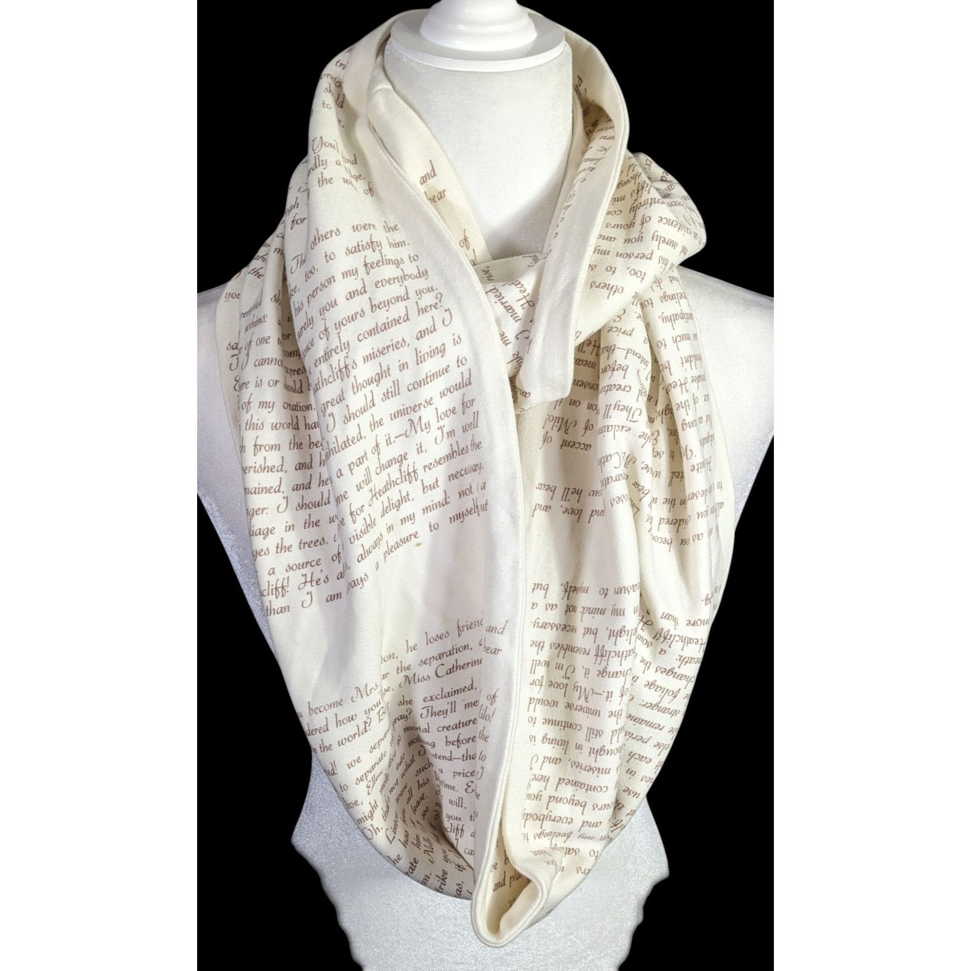 Other Wuthering Heights Literary Infinity Scarf Beige & Brown Text Size ONE SIZE - 1 Thumbnail