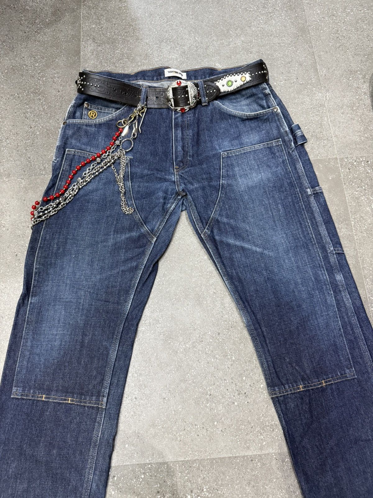 Bape Vintage Bape Double Knee Carpenter Baggy Pants Size US 37 - 8 Thumbnail