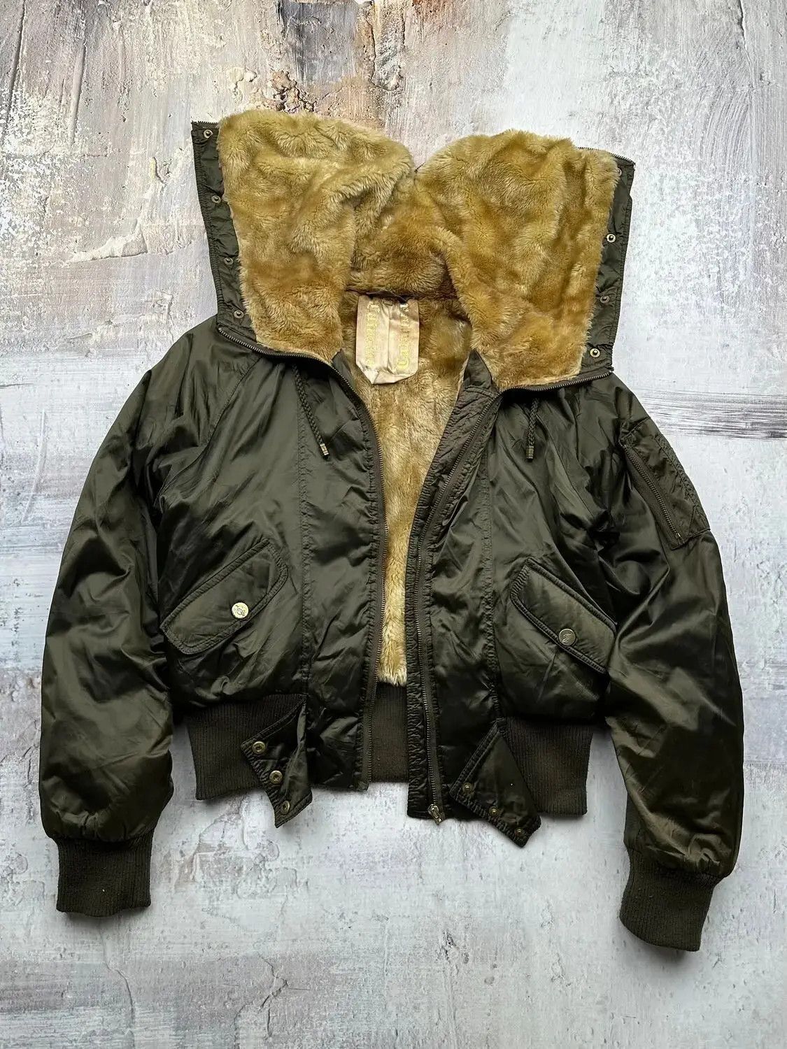Vintage Bomber Faux Fur Jacket