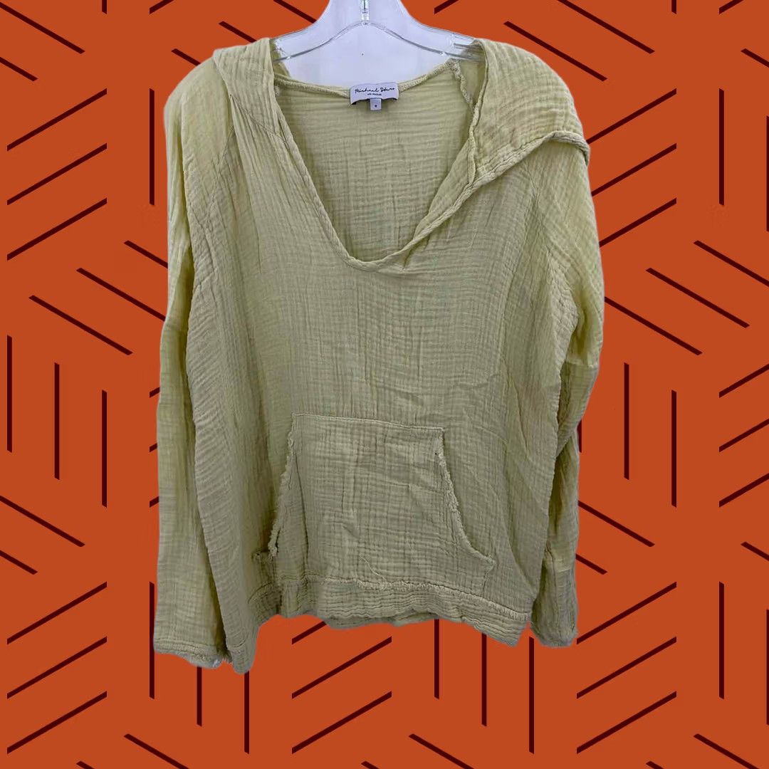 Michael Stars Pre-Owned Michael Stars Yellow Hooded Long Sleeve Blouse Size Small Size S / US 4 / IT 40 - 1 Thumbnail