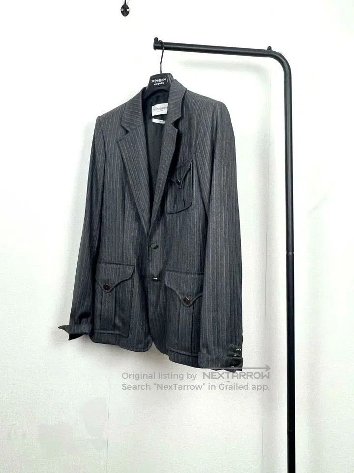 Saint Laurent Paris YSL Gray Pinstripe Wool Blazer. Size S / US 4 / IT 40 - 5 Thumbnail