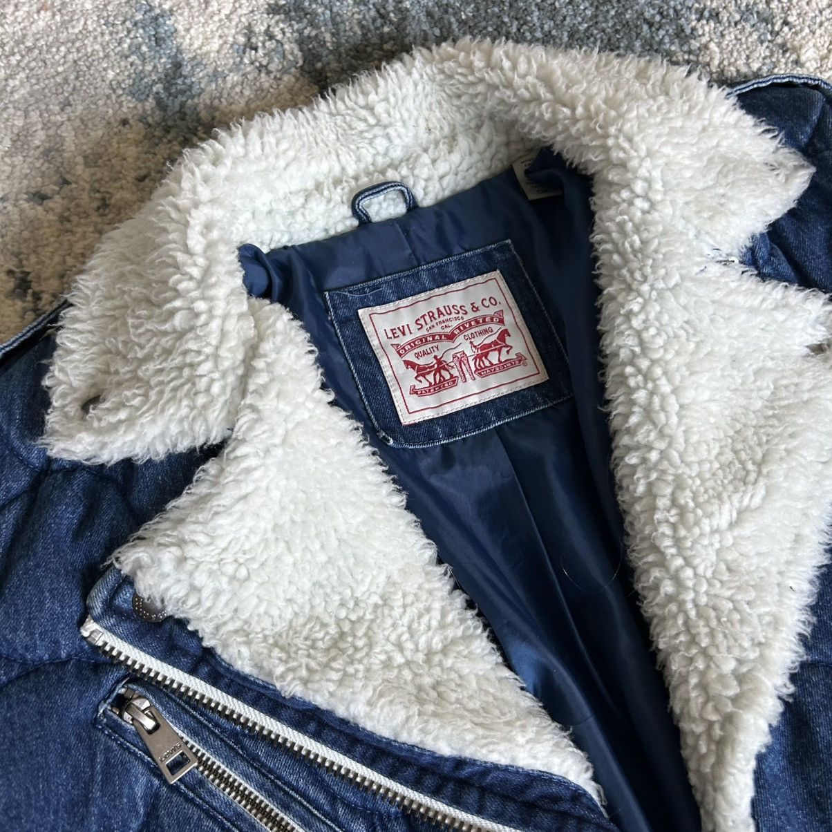 Levi's QUiLTED iNDiGO NATURAL WHiTE SHERPA LiNED TANKER JACKET ZiP Size XS / US 0-2 / IT 36-38 - 3 Thumbnail