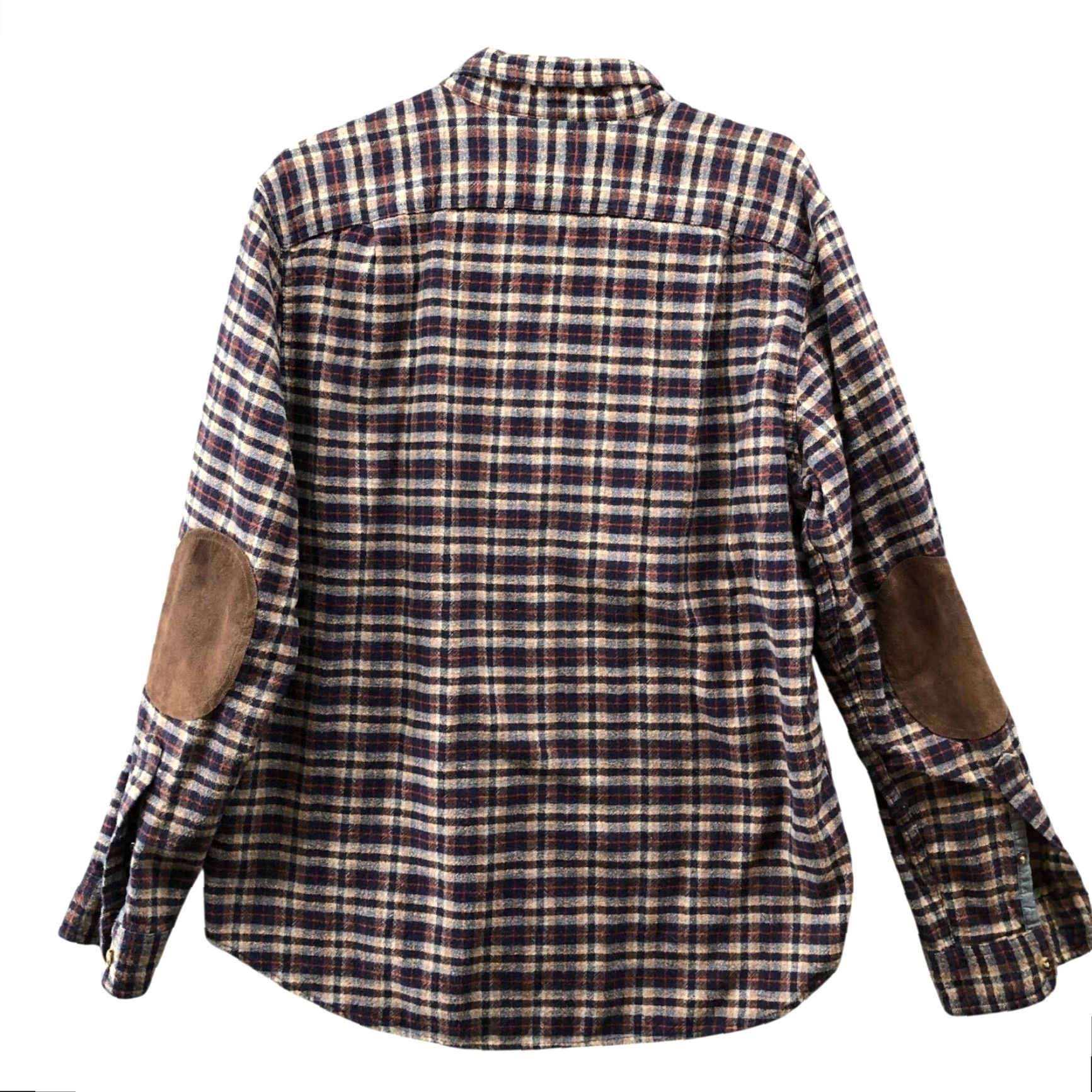 J.Crew J. Crew Flannel Shirt Mens L Elbow Patch Brown Blue Plaid Long Sleeve Shirt Mens L Brown Blue Plaid Shirt Size US L / EU 52-54 / 3 - 2 Thumbnail