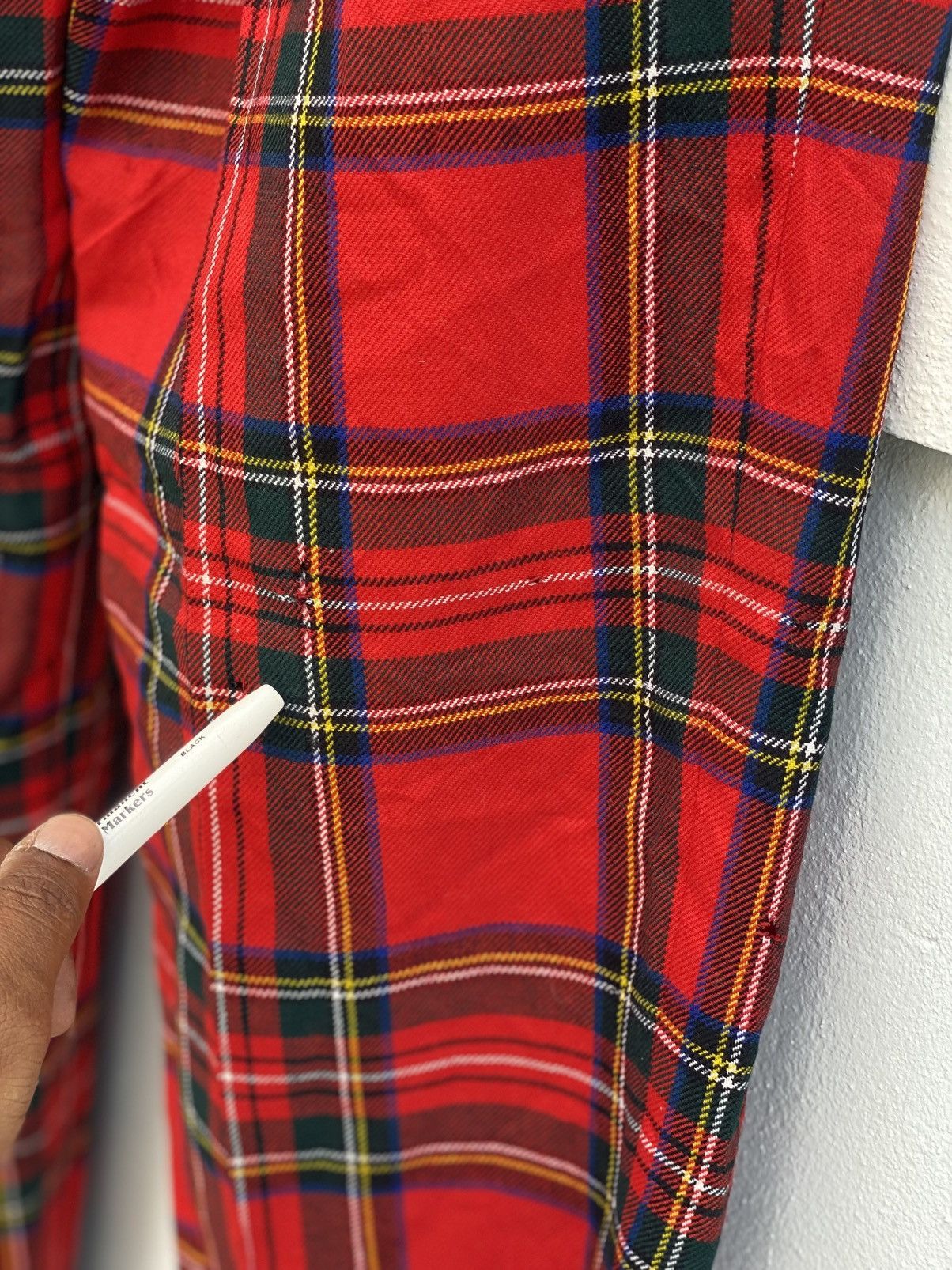 Other Vintage Y2K Plaid Tartan Trousers | Red Black High Rise Size US 30 / EU 46 - 5 Thumbnail