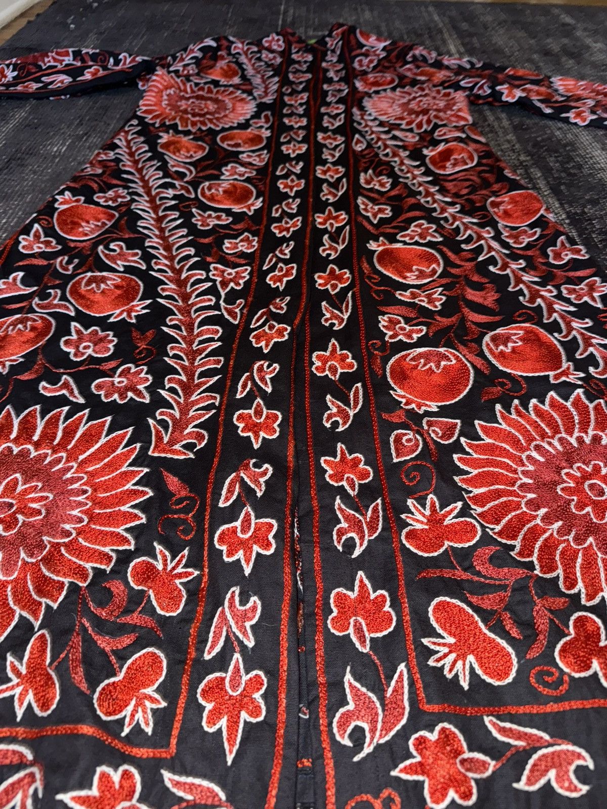 Handmade Turkish Red Black Handmade Embroidered Full Length Kaftan Size ONE SIZE - 11 Thumbnail