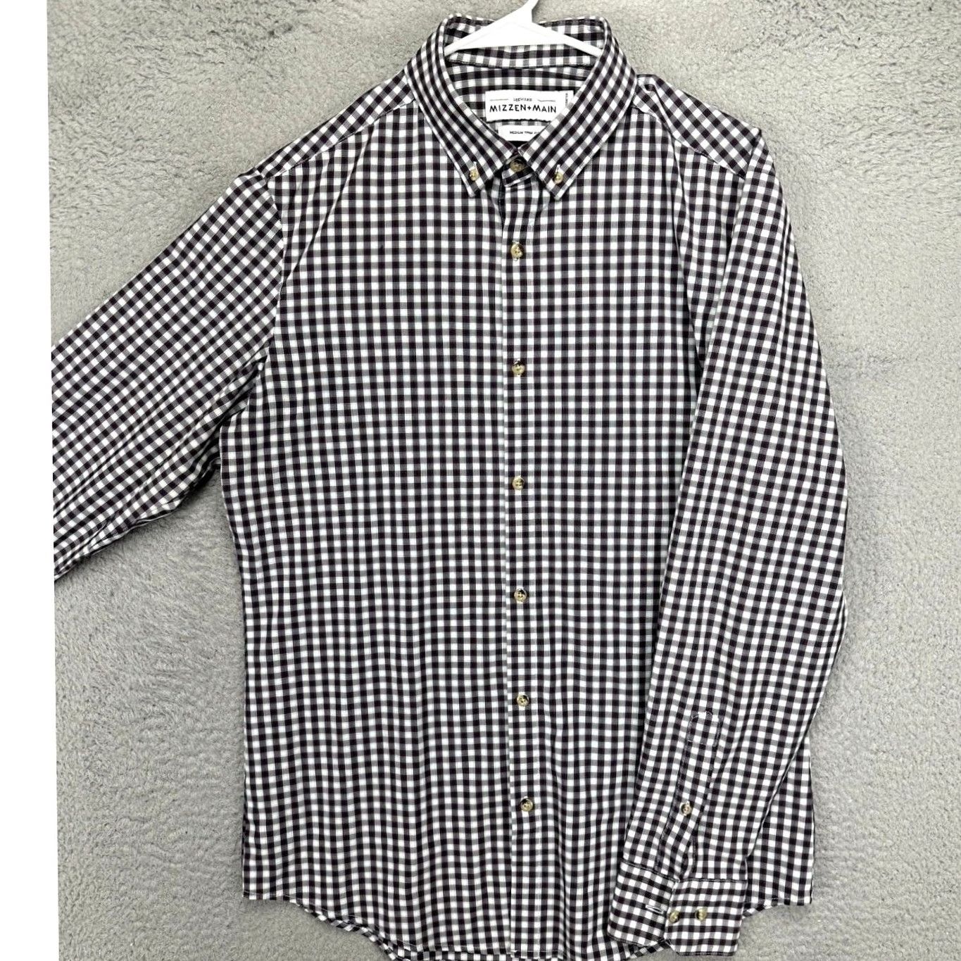 Mizzen+Main Mizzen+Main Button Up Shirt Casual Plaid Brown/White Mens Medium Regular Stretch Trim Fit Long Sleeve" Size US M / EU 48-50 / 2 - 2 Thumbnail