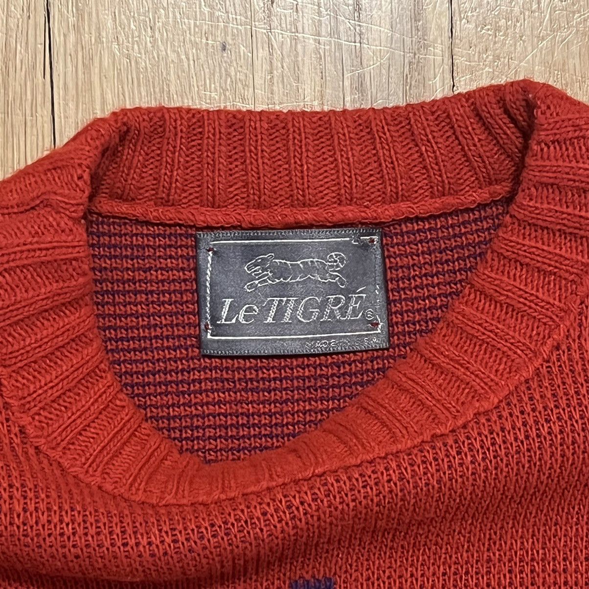 Le TIGRE Vintage Le Tigre Pullover Sweater 80s Aztec Red Large Size US L / EU 52-54 / 3 - 2 Thumbnail