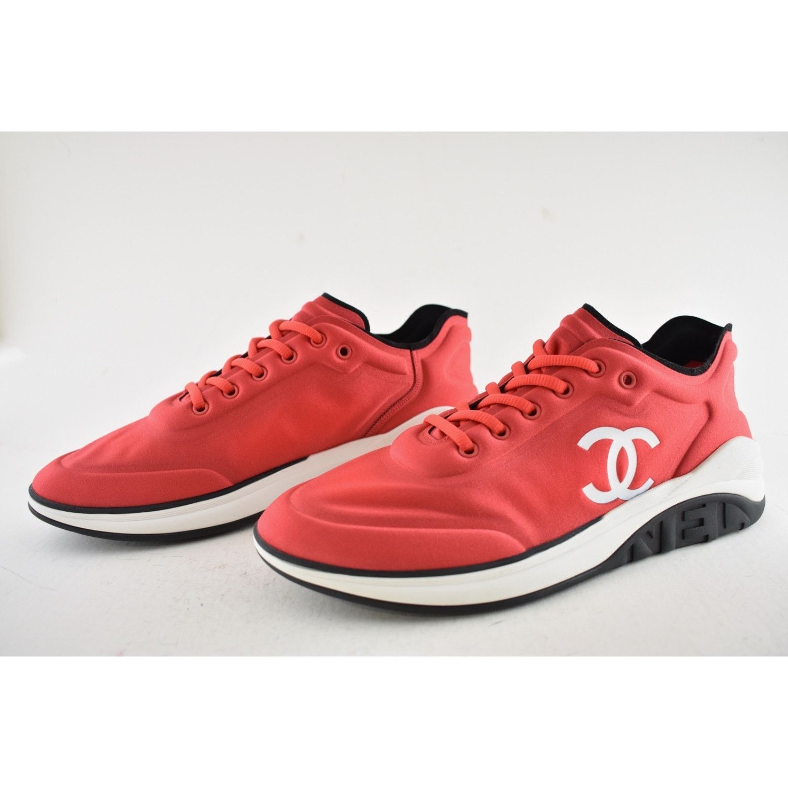 Chanel Chanel Mens 19P Red Lycra White Black CC Logo Lace Low Size US 11 / EU 44 - 10 Thumbnail