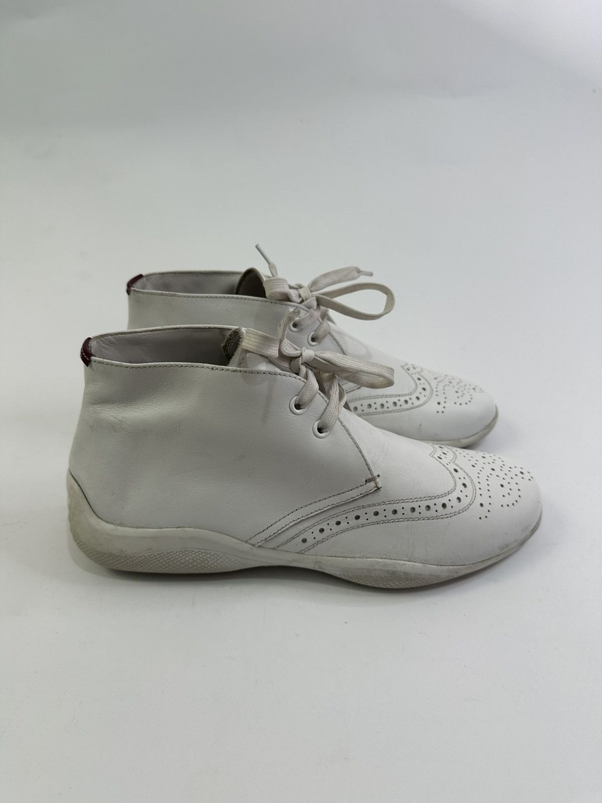 Prada Vintage Prada White Leather High Top Sneakers Size 8 UK Size US 9 / EU 42 - 6 Thumbnail