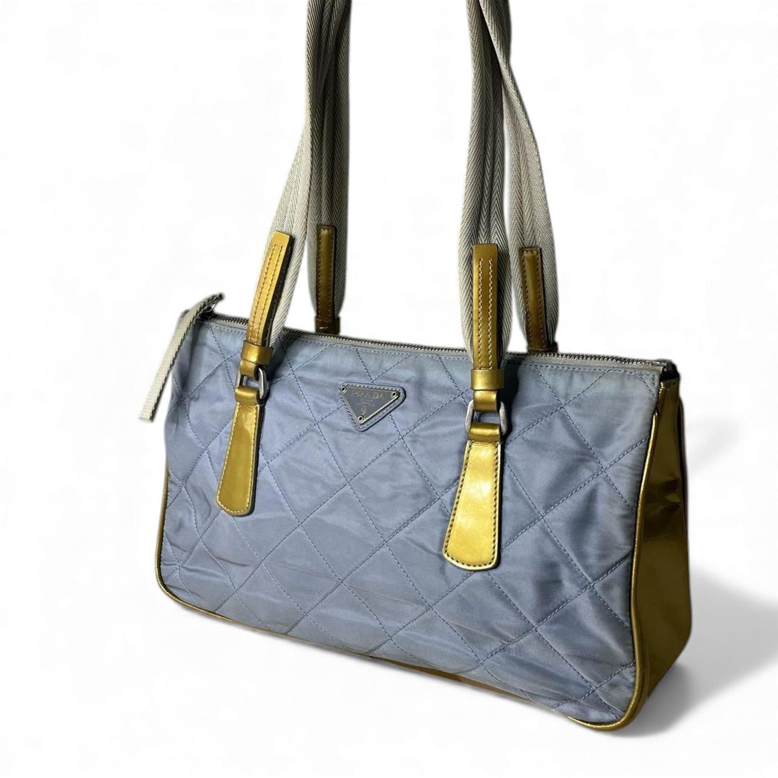 Prada Prada - Quilted Nylon Handbag Gold Accents Size ONE SIZE - 2 Thumbnail