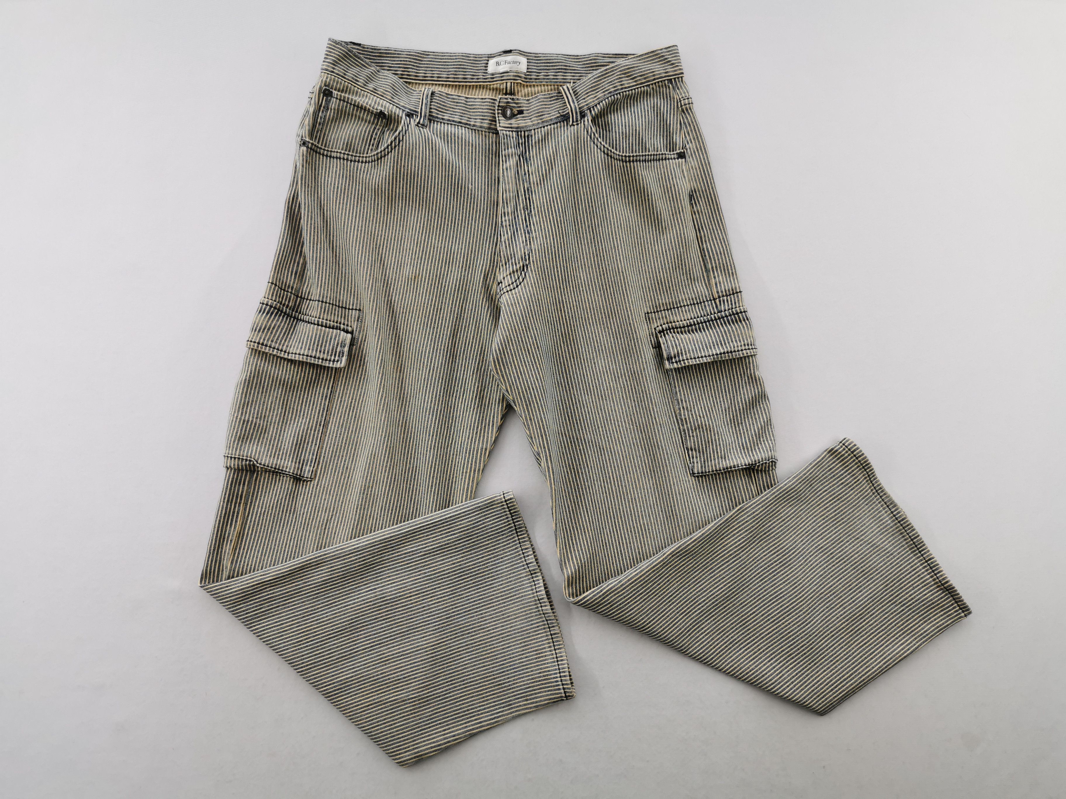 Vintage Vintage 90's BC Factory Hickory Cargo Denim Size 37 Size US 37 - 4 Thumbnail
