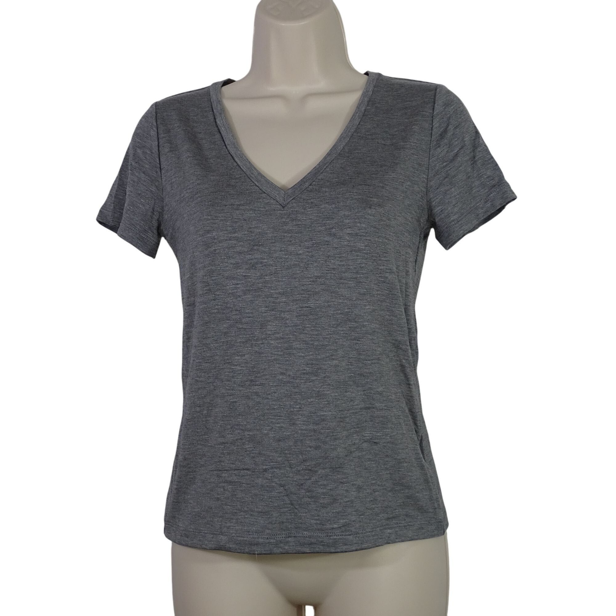 Express Express Conscious Edit Fitted V-Neck T-Shirt Gray Size S Size S / US 4 / IT 40 - 1 Thumbnail
