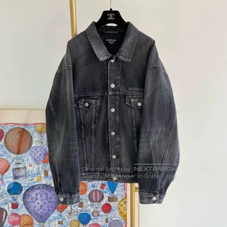 Balenciaga Balenciaga Grey-Black Denim Jacket Size US M / EU 48-50 / 2 - 1 Thumbnail