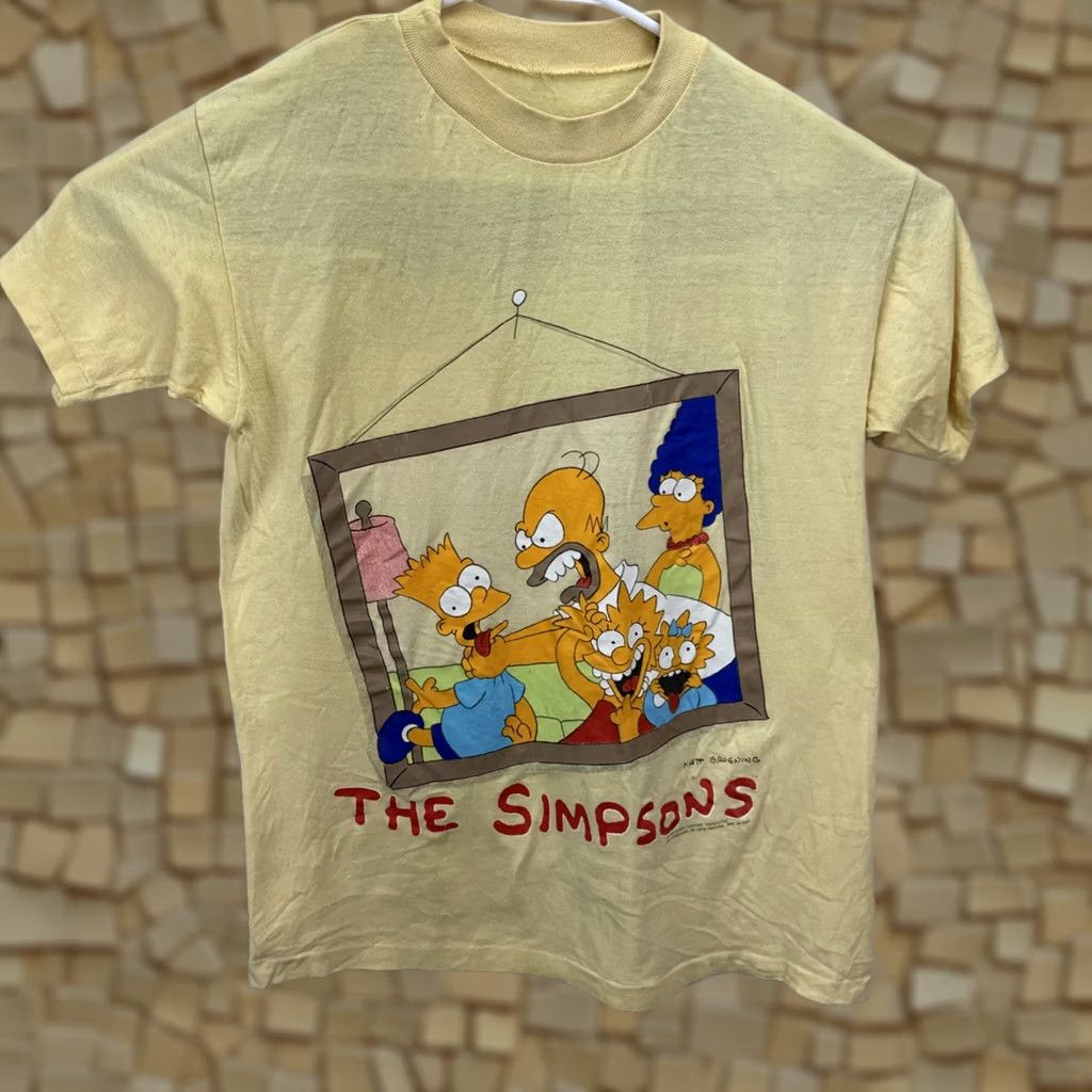 Vintage VINTAGE The Simpsons Family Portrait T-Shirt Mens L Yellow 90s Cartoon Graphic Print Bart Homer 1990s Rare Size US L / EU 52-54 / 3 - 1 Thumbnail