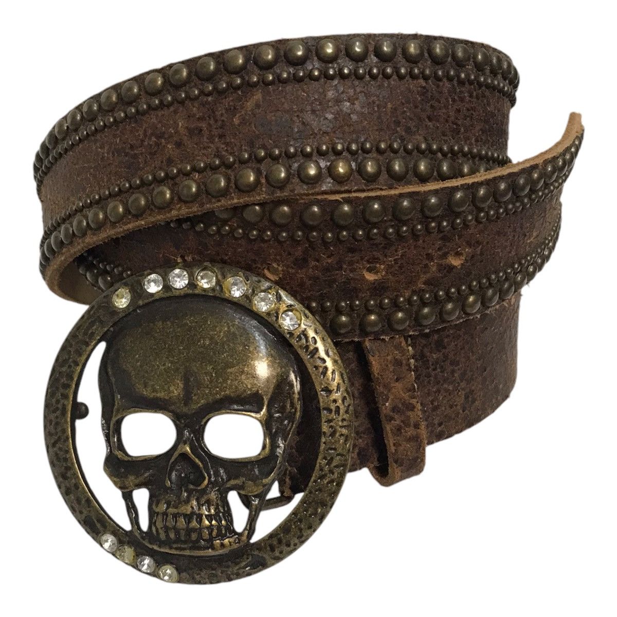 Hysteric Glamour × If Six Was Nine × Japanese Brand Skull Diamond Studded Brown Leather Belt Size ONE SIZE - 1 Thumbnail