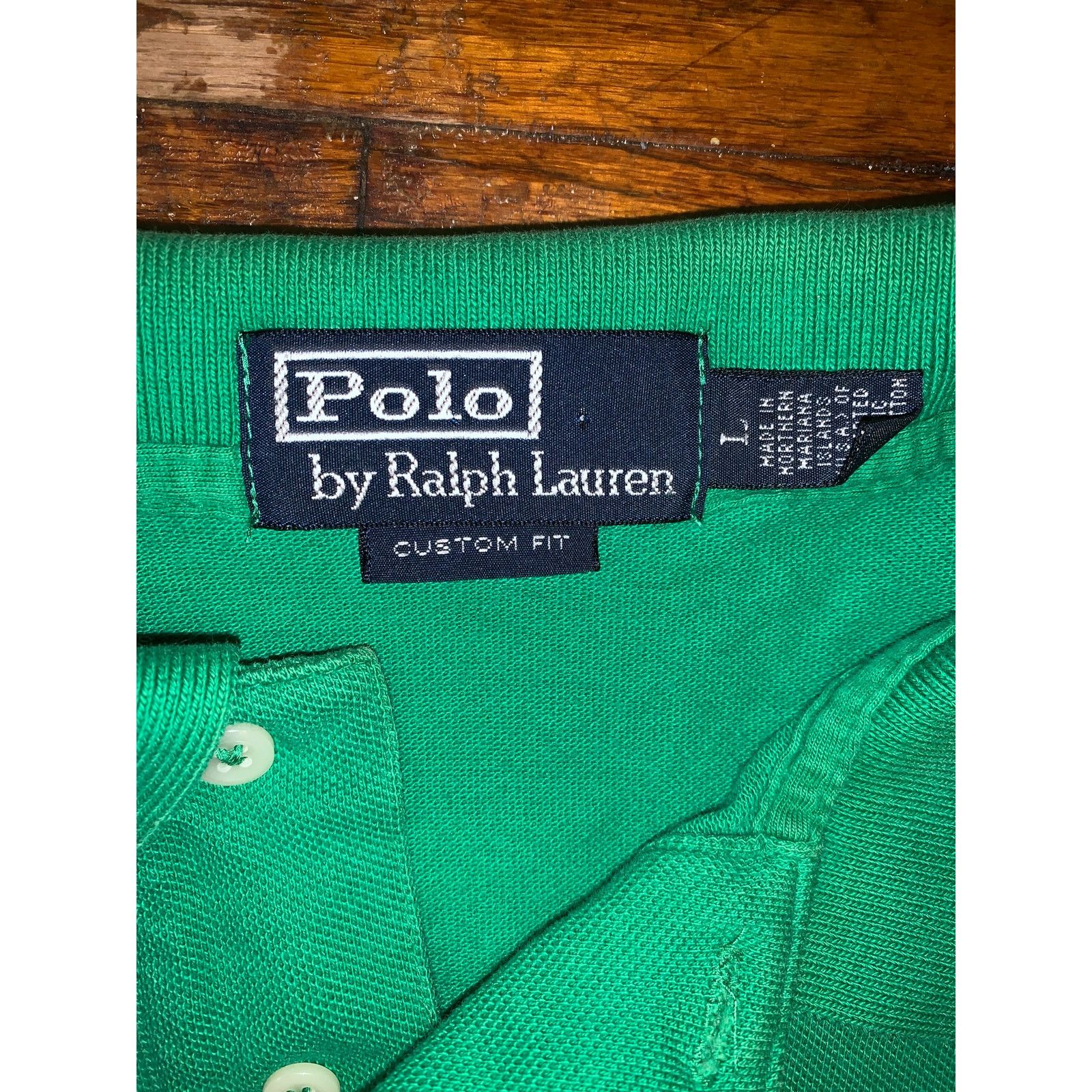 Polo Ralph Lauren × Vintage Vtg Polo Ralph Lauren Polo Shirt Large Green Pony Logo USA Size US L / EU 52-54 / 3 - 4 Thumbnail