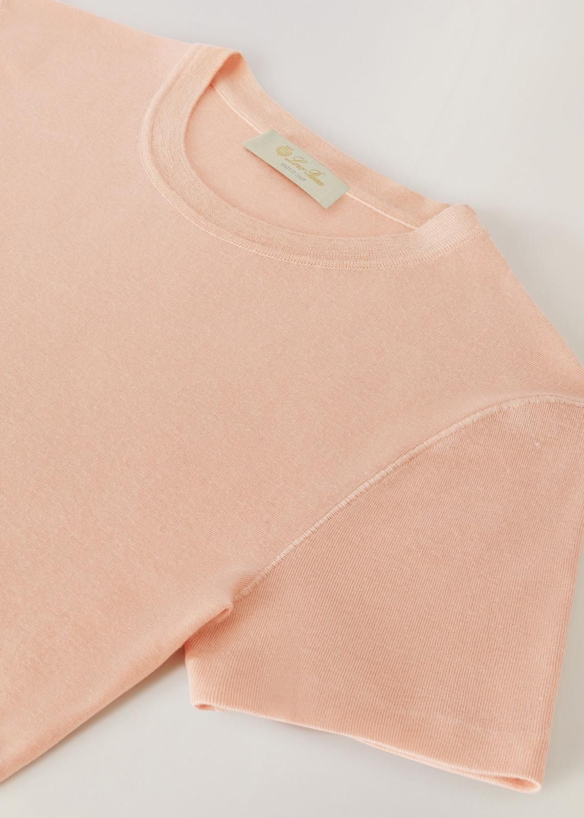 Loro Piana o1srvl11e1024 Cocooning Sedona Short Sleeve T-Shirt in Pink Size M / US 6-8 / IT 42-44 - 3 Thumbnail