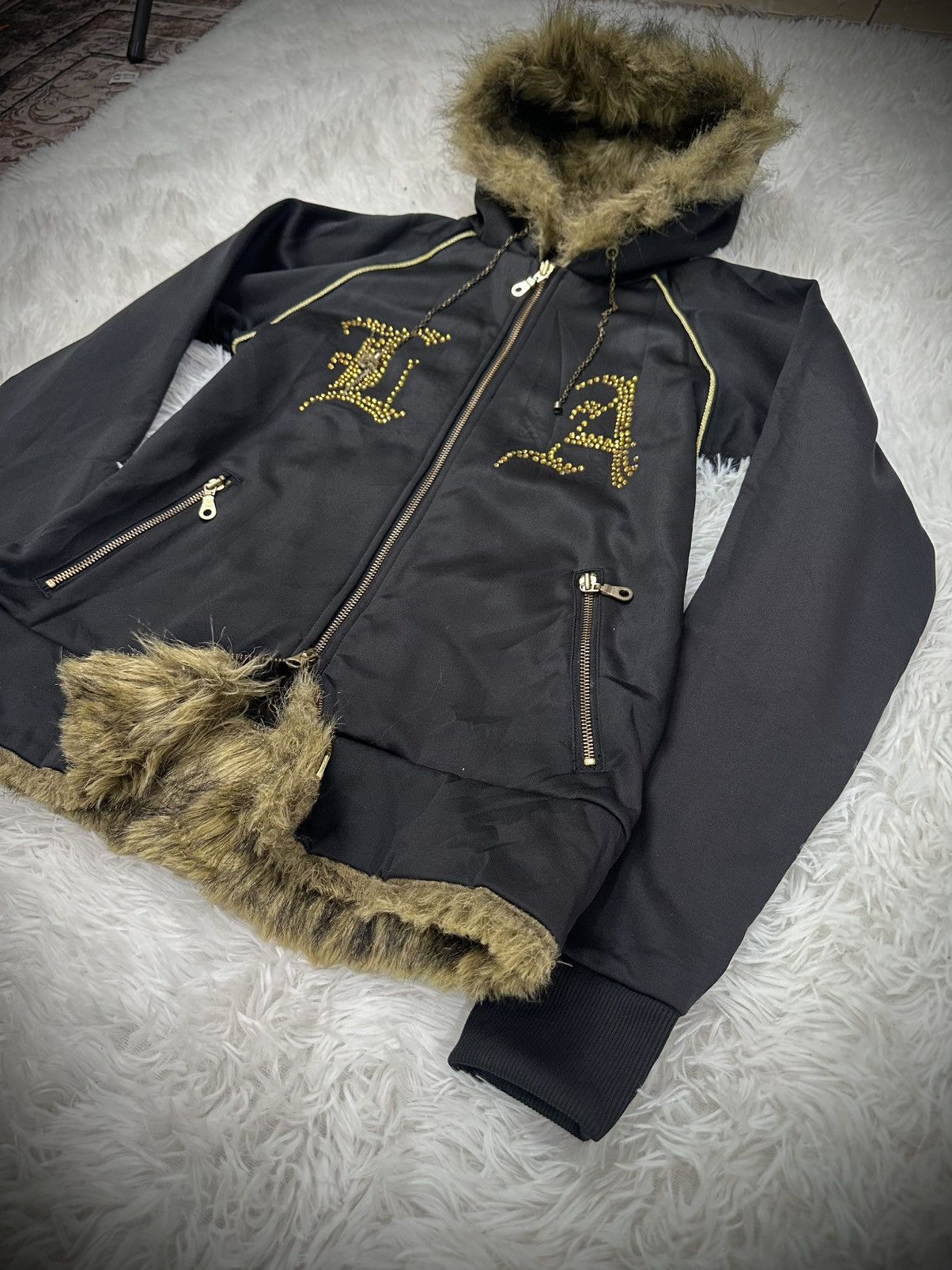 14th Addiction rare 2000s japanese brand LA GATE mohawk fur punk hoodie Size US M / EU 48-50 / 2 - 3 Thumbnail