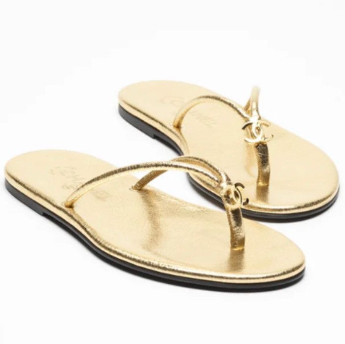 Chanel os11x0426 Thong Sandals in Gold Size US 11.5 / IT 41.5 - 1 Thumbnail