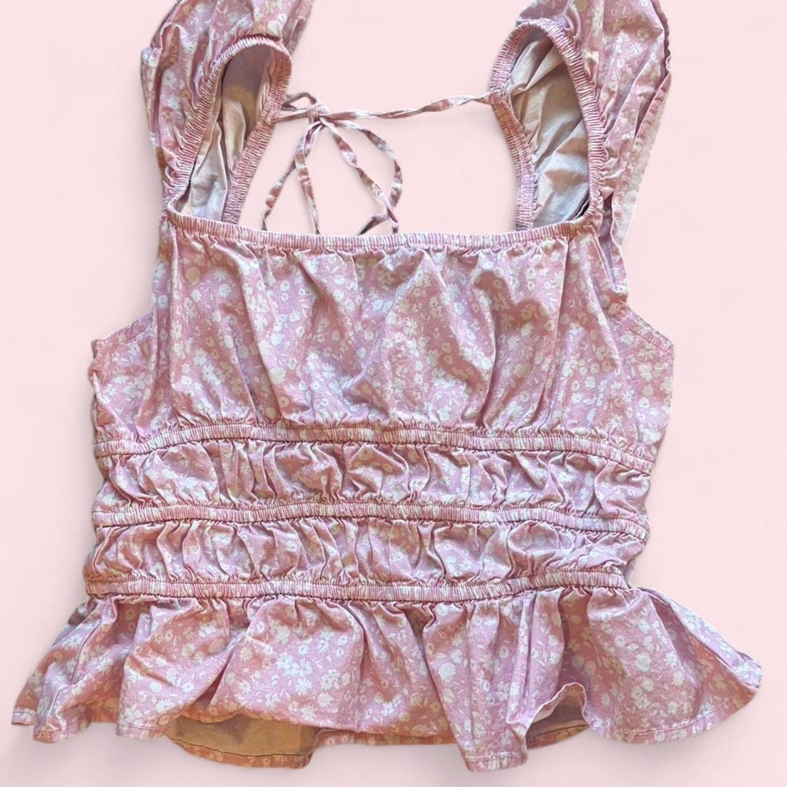 Other Altar'd State Pink Floral Tank with Ruffles - Size: S Size S / US 4 / IT 40 - 1 Thumbnail