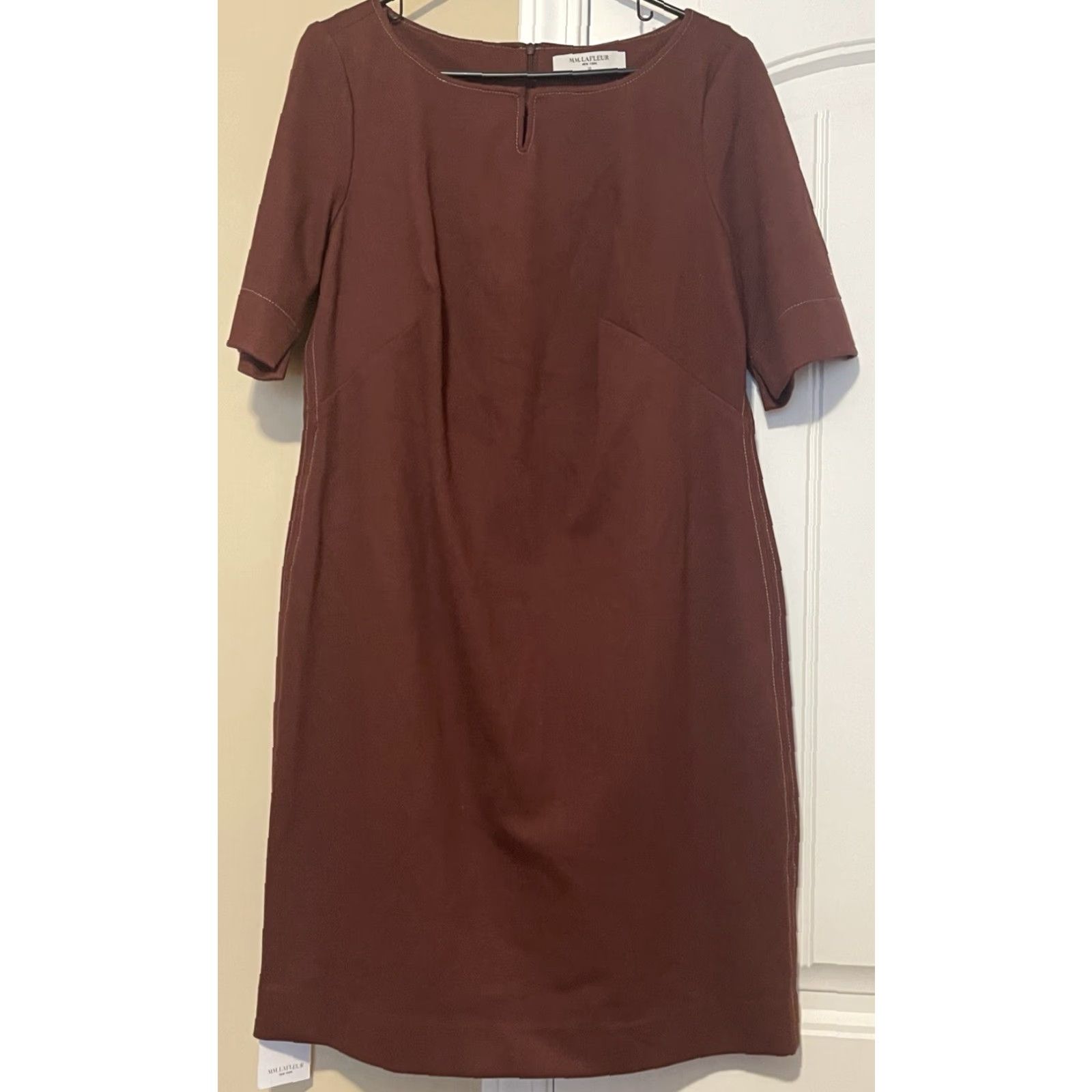 CHOCOOLATE VINTAGE MM LaFleur Narie Textured Ponte Midi Dress Chocolate Plus Size +1 Business Casual Womens Size XS / US 0-2 / IT 36-38 - 5 Thumbnail