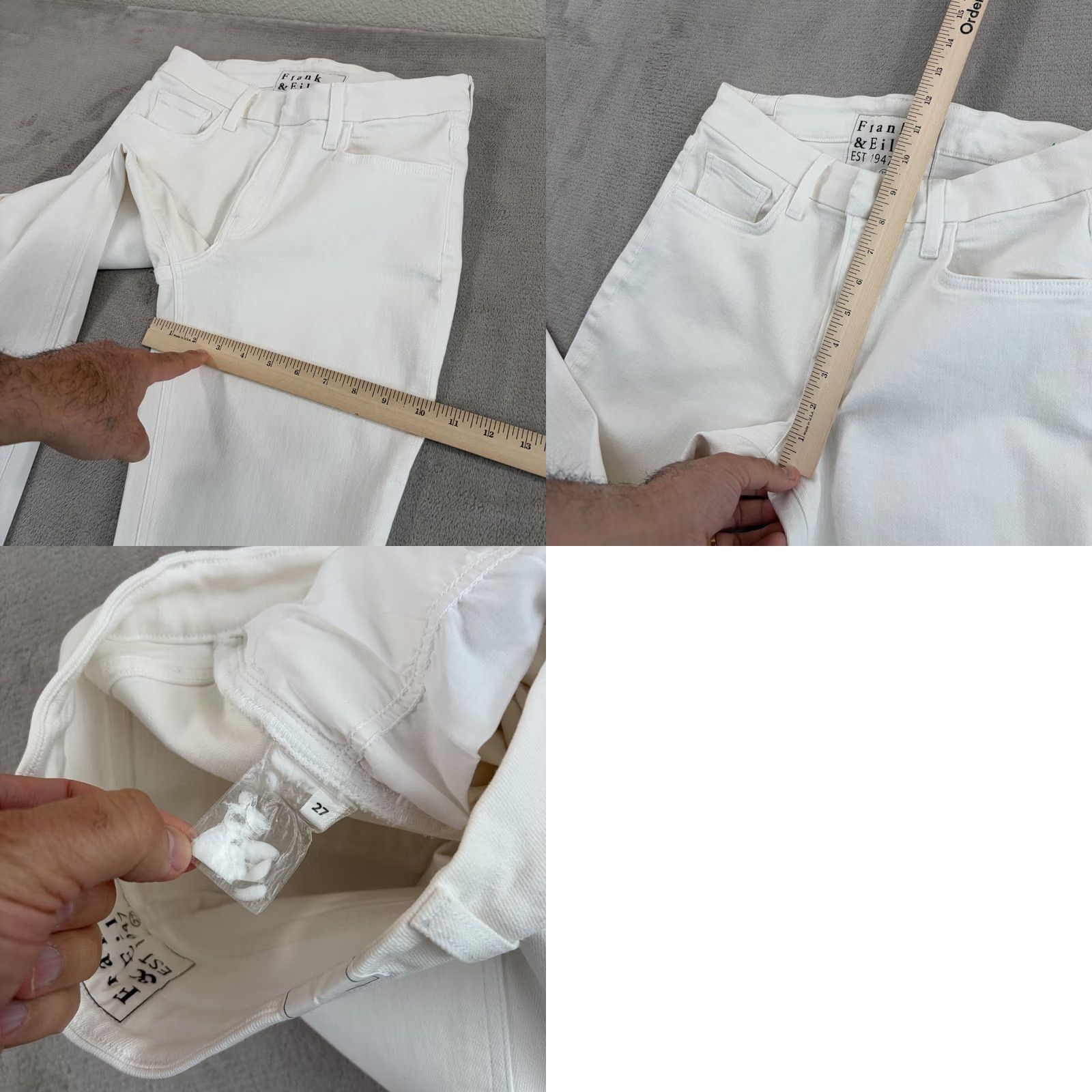 Frank & Eileen Frank & Eileen White Denim Jeans 5-Pocket Straight Skinny? No, Straight 27 Womens Cotton Blend Spandex Zip Fly 28 Inseam Vintage: No Size 27" / US 4 / IT 40 - 8 Thumbnail