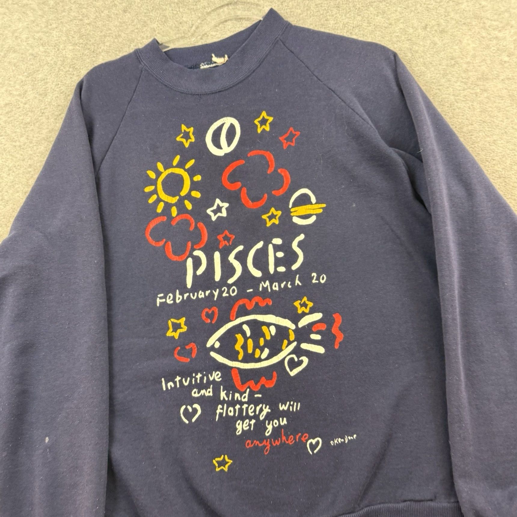 Fruit Of The Loom VINTAGE Fruit of the Loom Zodiac Horoscope Graphic Print Sweatshirt Crewneck Unisex Adults L Blue 90s Grunge Retro Boho Y2K Mens Womens Size L / US 10 / IT 46 - 3 Thumbnail