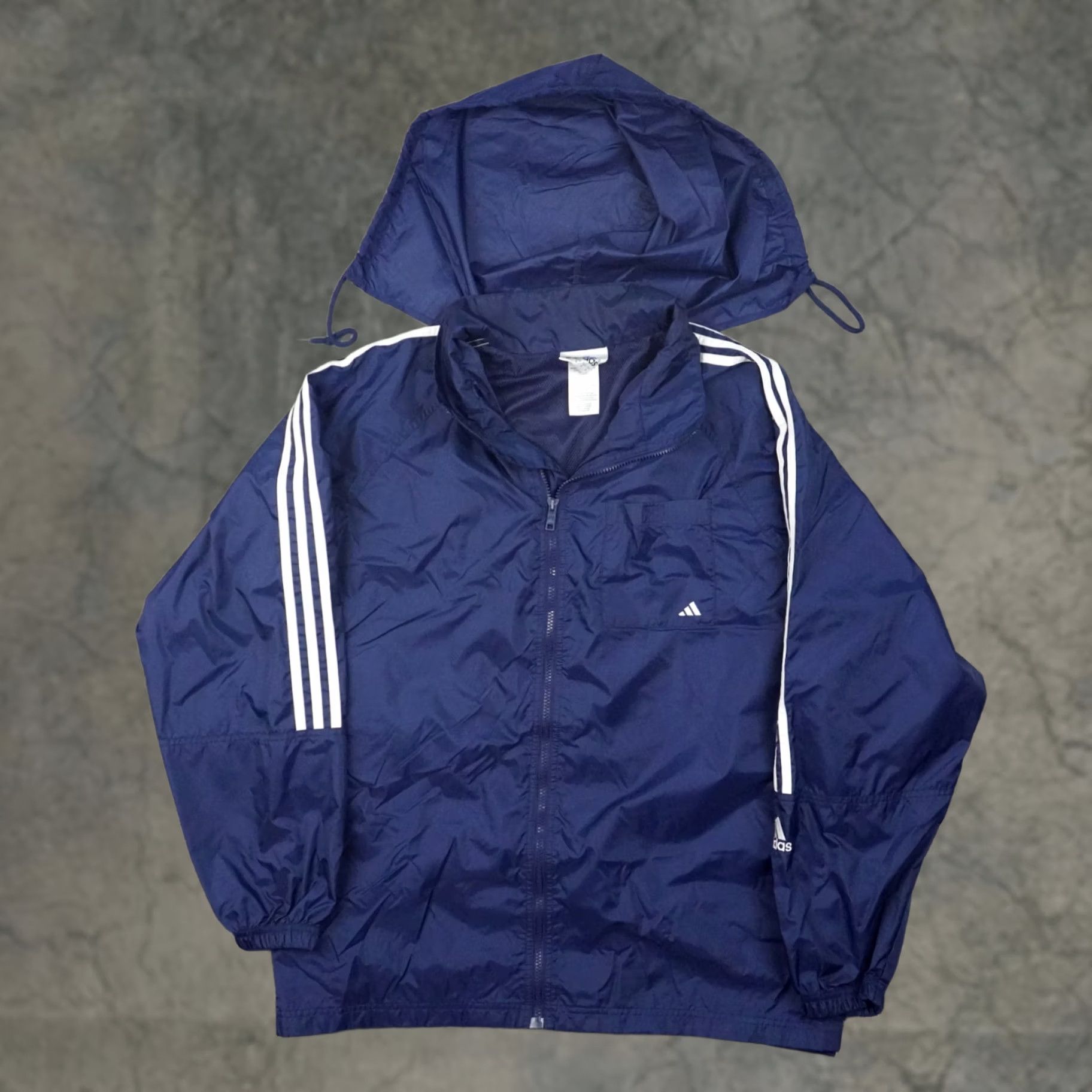 Adidas VINTAGE adidas Windbreaker Hooded Mens XL Blue Full Zip Jacket Size US XL / EU 56 / 4 - 1 Thumbnail