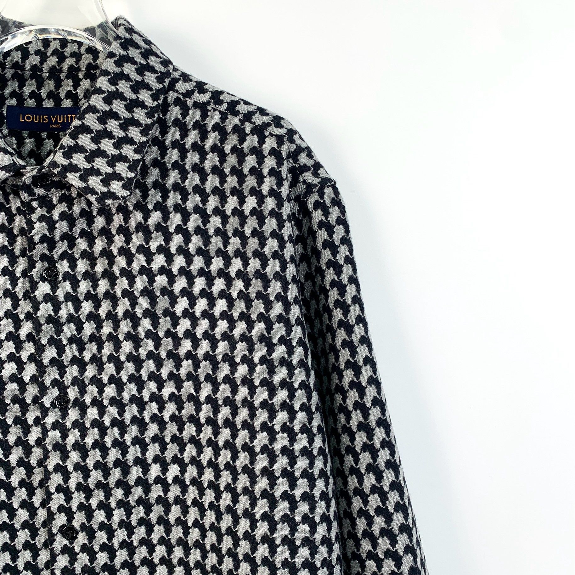 Louis Vuitton Louis Vuitton Black Houndstooth Wool Shirt Jacket (Size XL) Size XL / US 12-14 / IT 48-50 - 7 Thumbnail