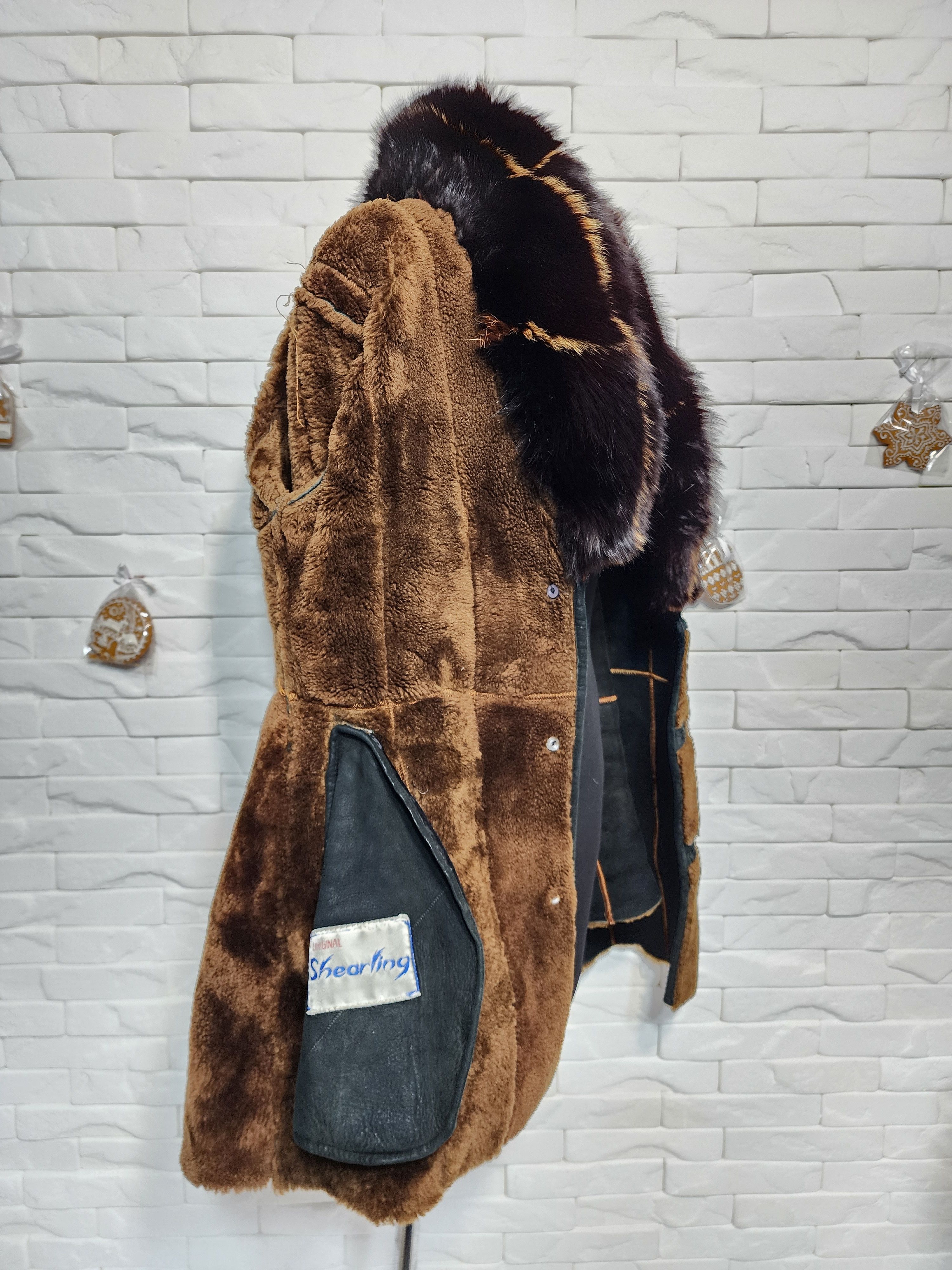 Furla Brown Sheepskin Coat: Fluffy Collar, Decorative Buttons Size L / US 10 / IT 46 - 8 Thumbnail
