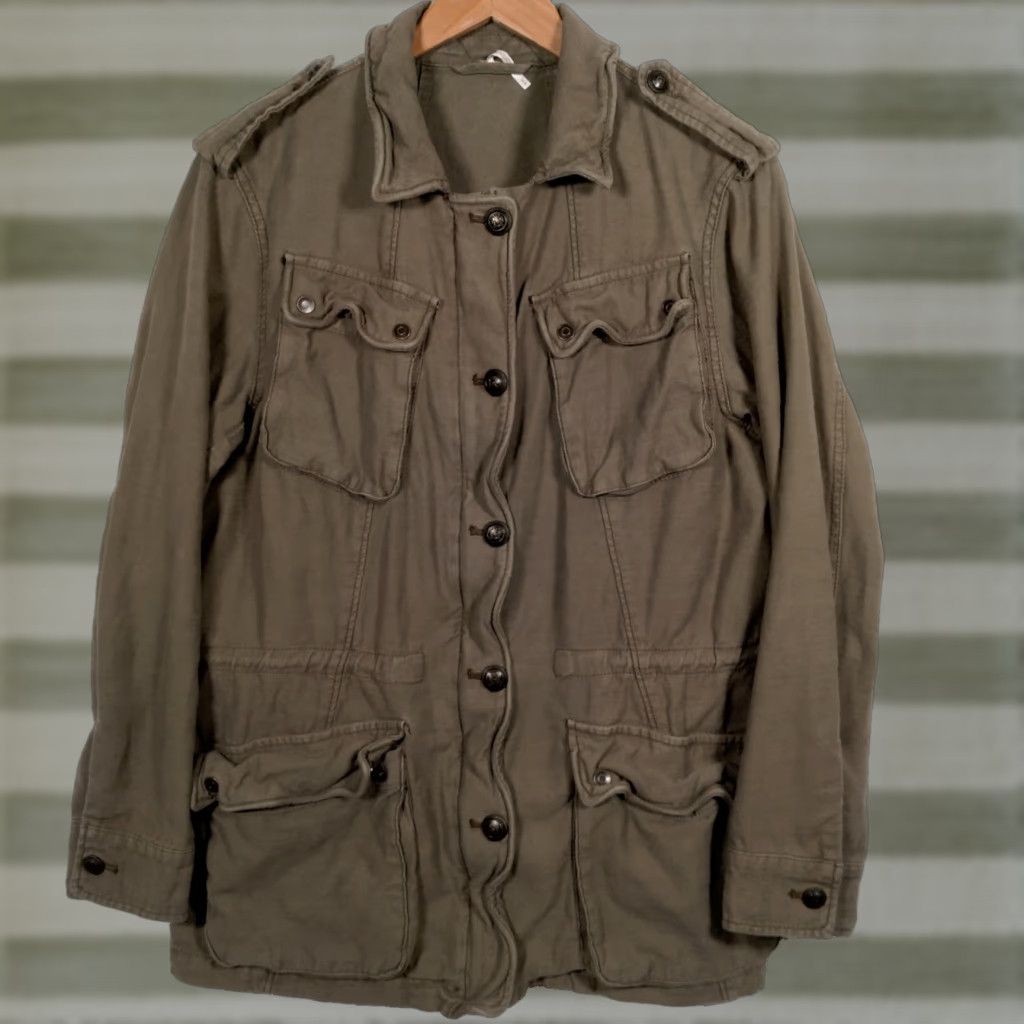 Free People Free People Not Your Brothers Surplus Jacket M Women Green Army Military Utility Pocket Crest Buttons Long Sleeve Button Zip Jacket Size M / US 6-8 / IT 42-44 - 1 Thumbnail