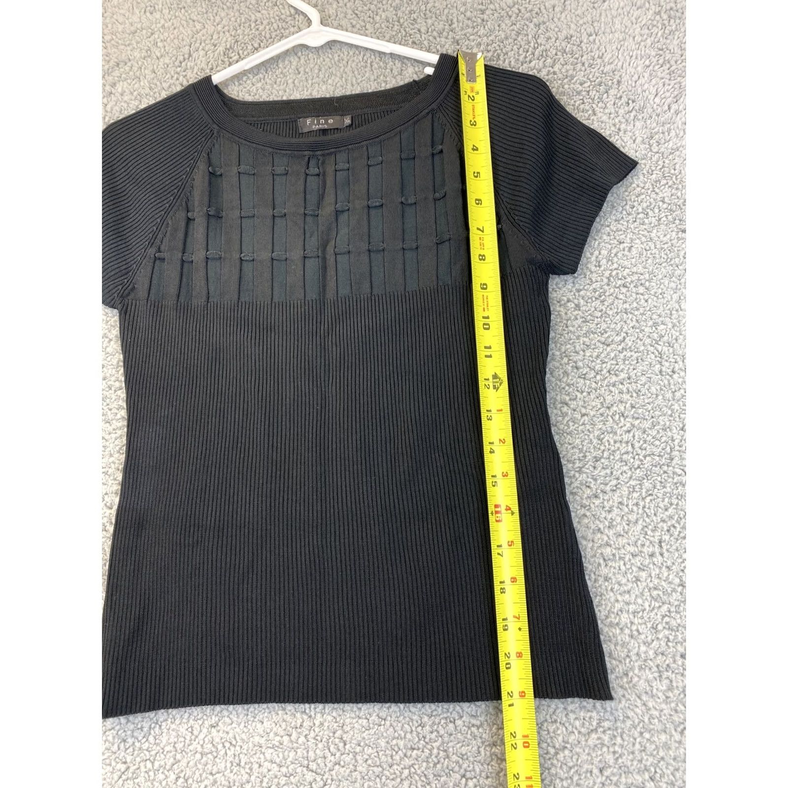 Vintage FINE PARIS COLLECTION Knit Top Women L Black Viscose Short Sleeve Scoop Neck Knit Top Paris Theme Womens Regular Sized L Black Visco Size L / US 10 / IT 46 - 5 Thumbnail