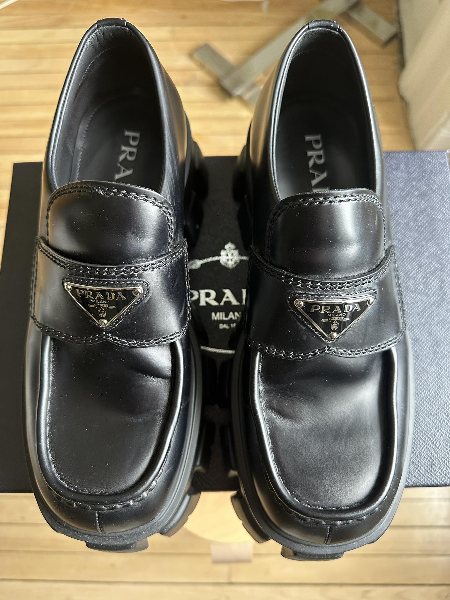 Prada Prada Monolith Brushed Leather Loafers Size US 7.5 / EU 40-41 - 6 Thumbnail