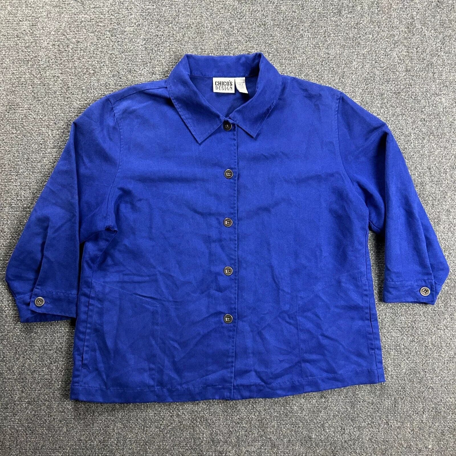 Chicos Chico's Top Womens 3 Blue Button Up 3/4 Sleeve Casual Size ONE SIZE - 1 Thumbnail